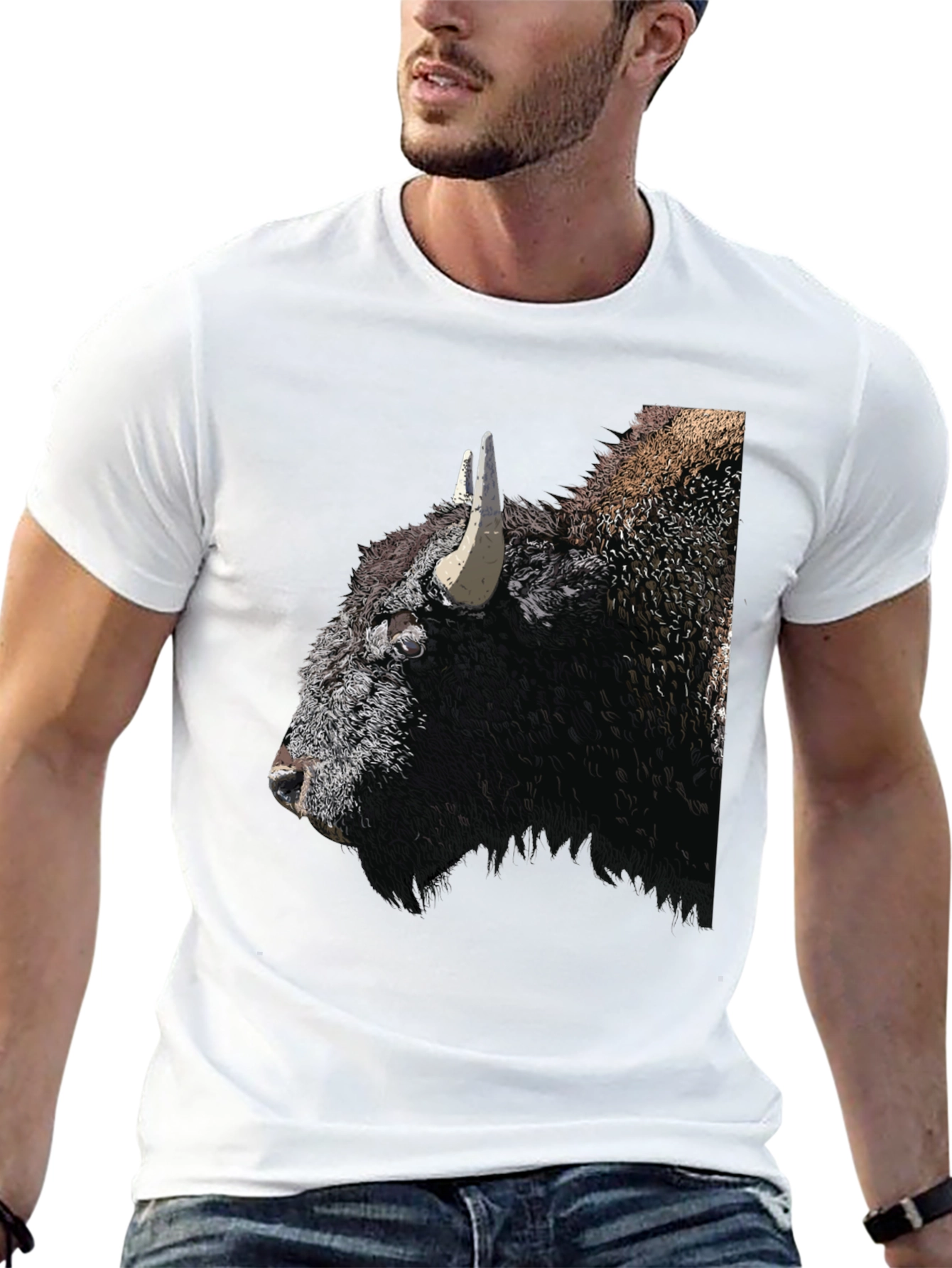 Black Bison Graphic Tee - Black Cotton T-Shirt view 13