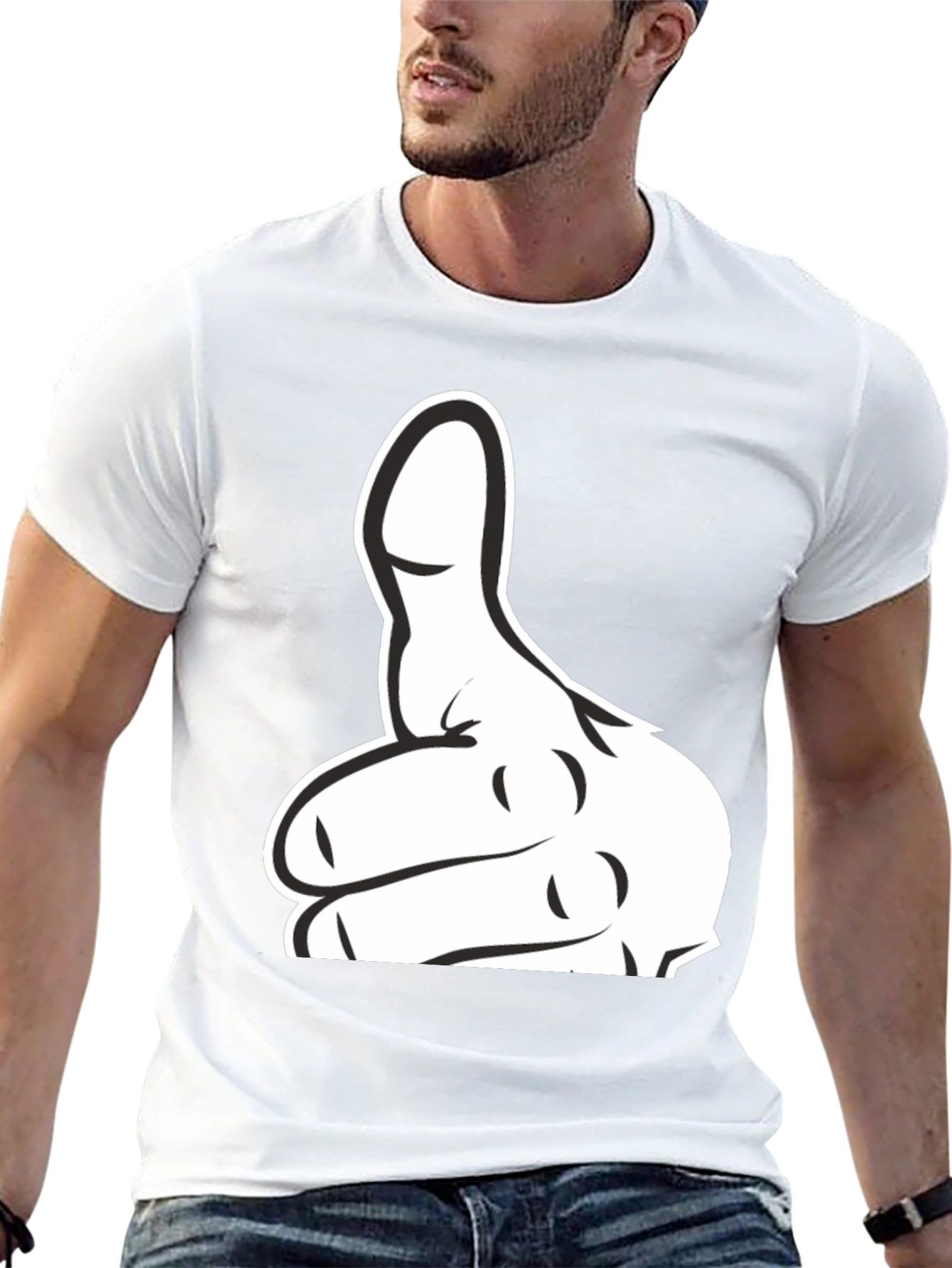 Black Thumbs Up Graphic T-Shirt - Black Cotton Tee view 13