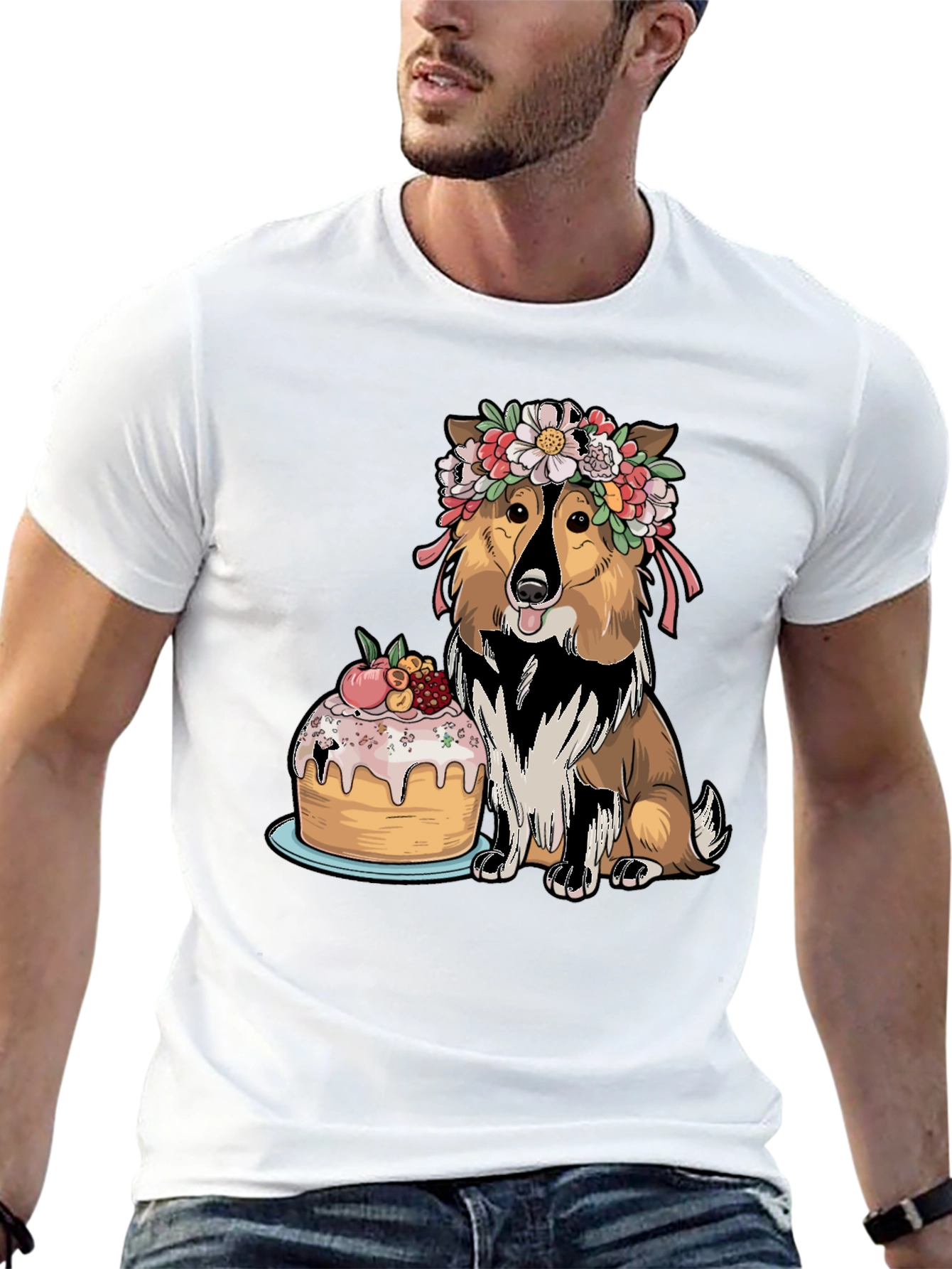 Black Dog with Cake Graphic Tee view 13