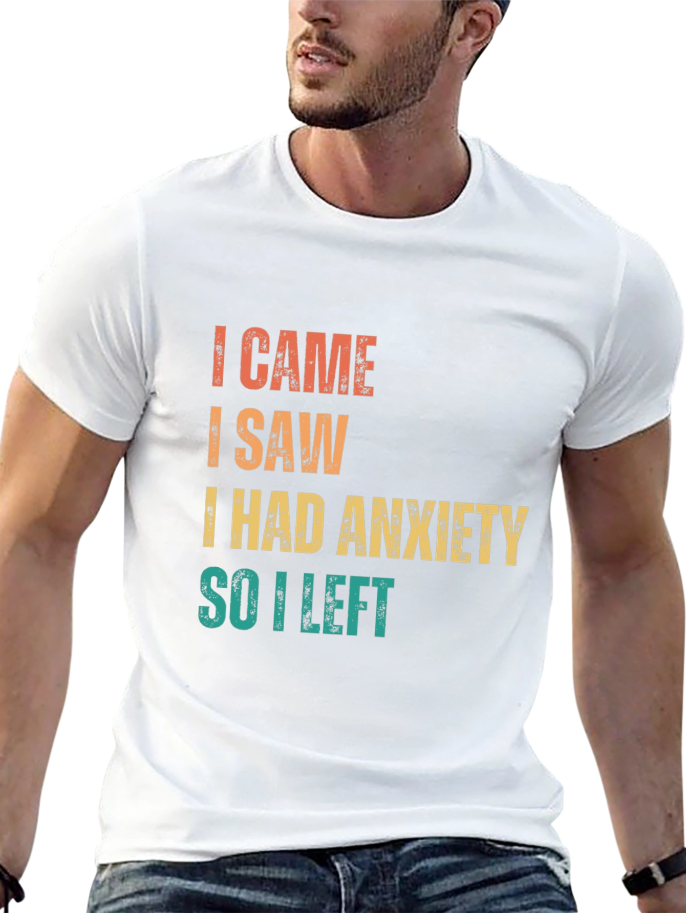 Black I Came, I Saw, Anxiety T-Shirt view 13