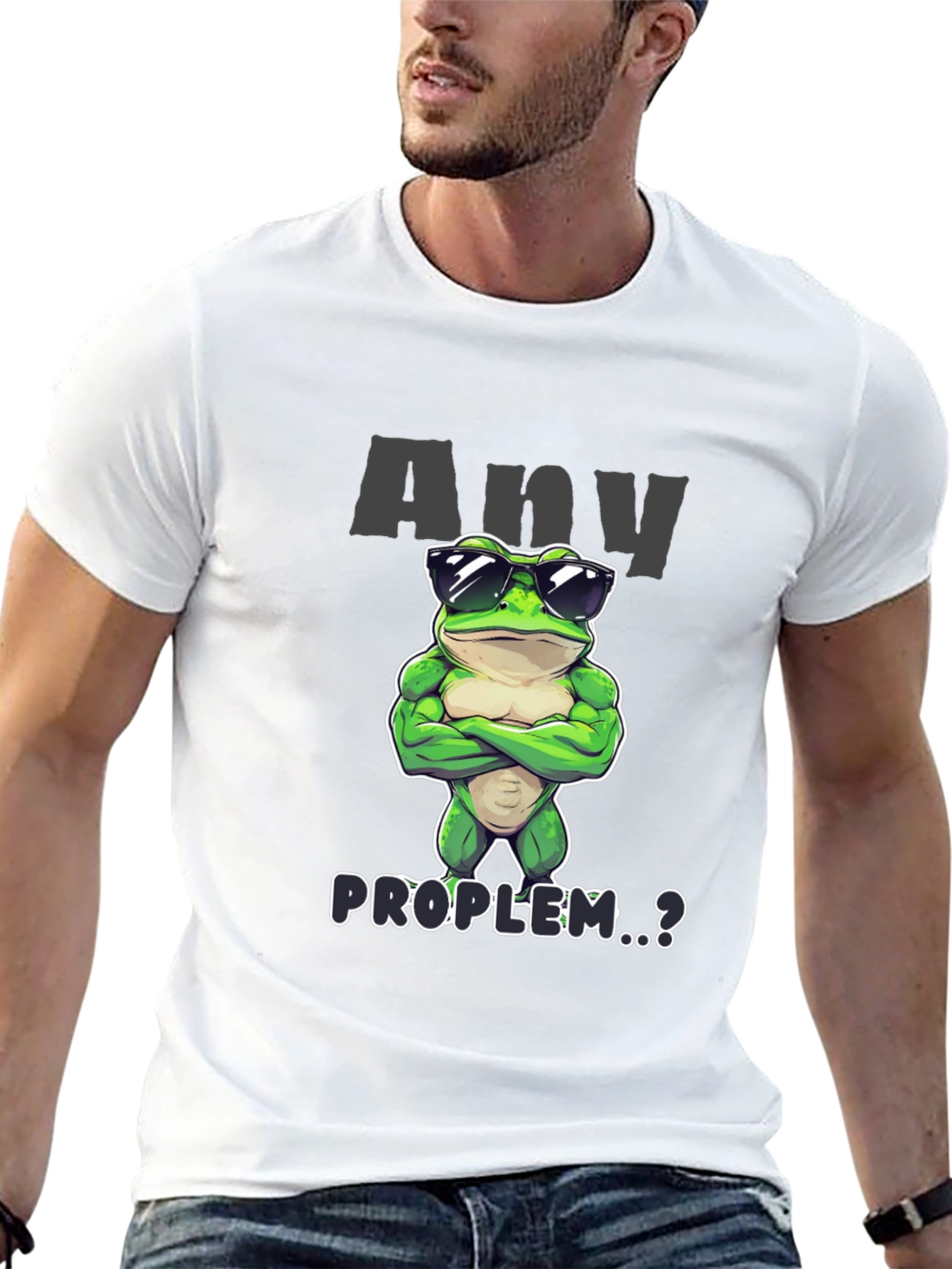 Black Cool Frog Graphic T-Shirt - Any Problem? view 13
