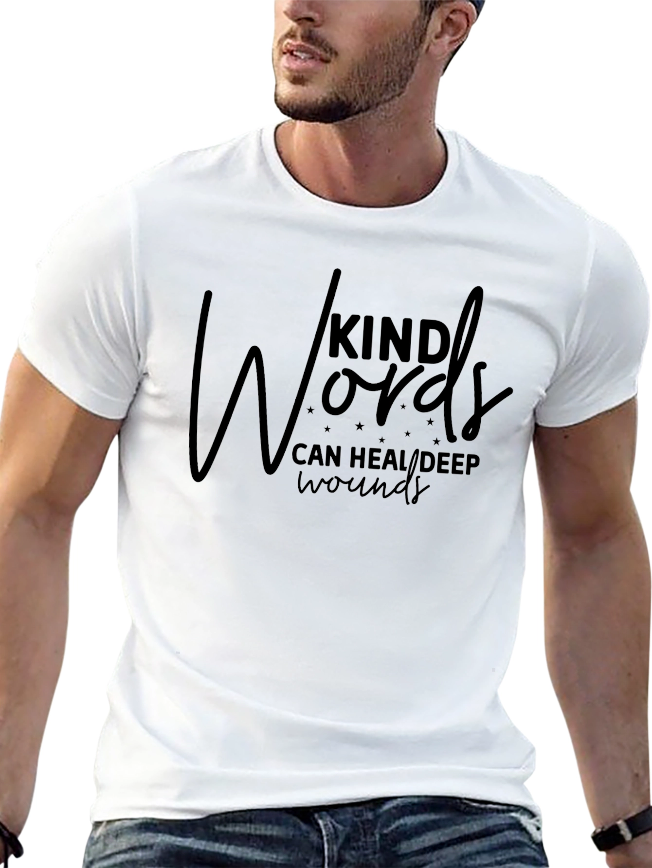 Black Kind Words T-Shirt - Inspirational Graphic Tee view 13