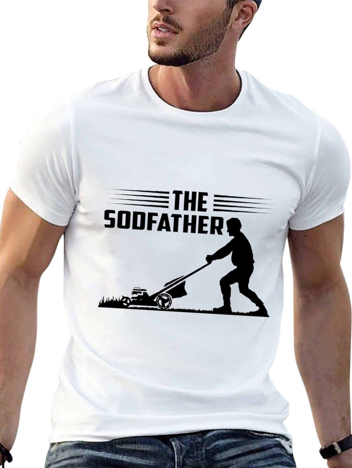 Black The Sodfather Funny Lawn Mowing T-Shirt view 13