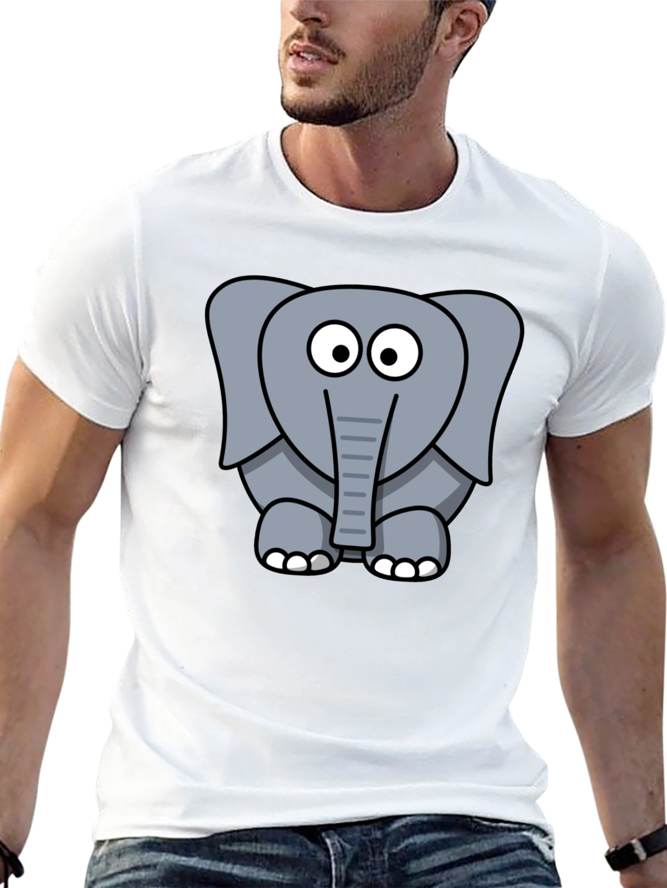 Black Cartoon Elephant Graphic T-Shirt - Unisex Black Tee view 13