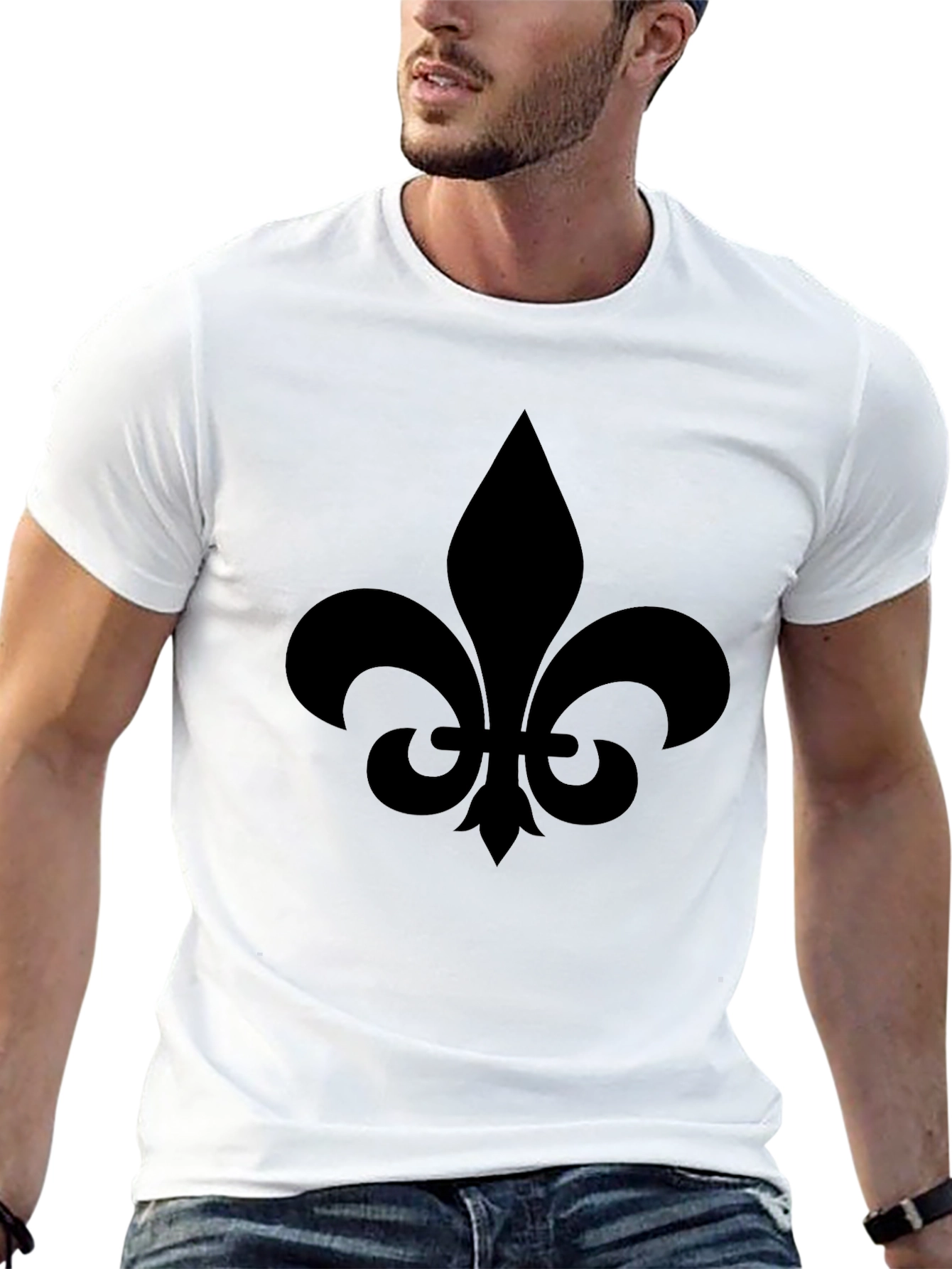 Black Fleur-de-lis Graphic Tee - Black Casual Style view 13