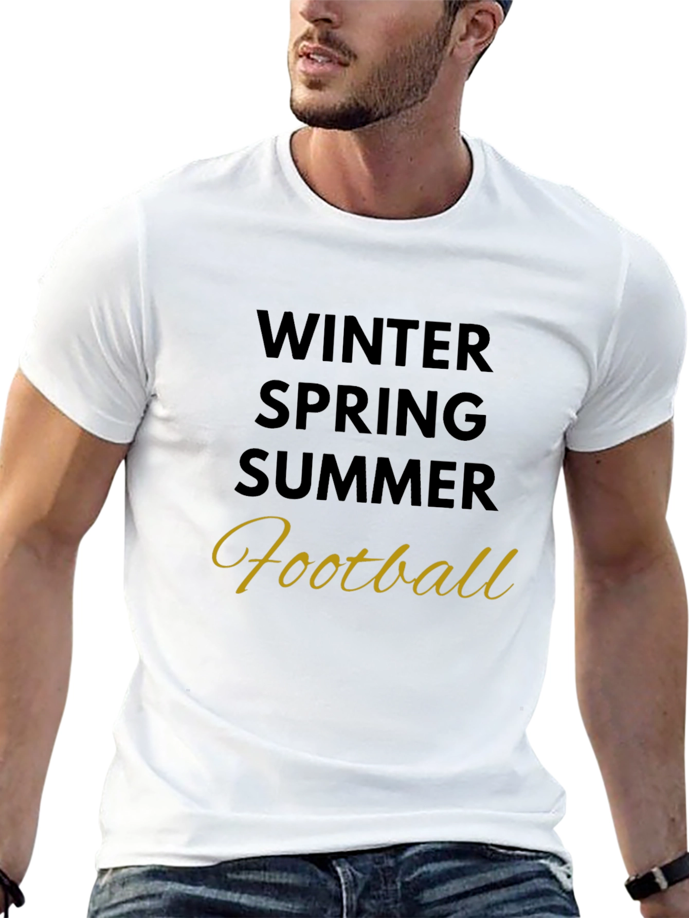 Black Winter Spring Summer Football T-Shirt view 13
