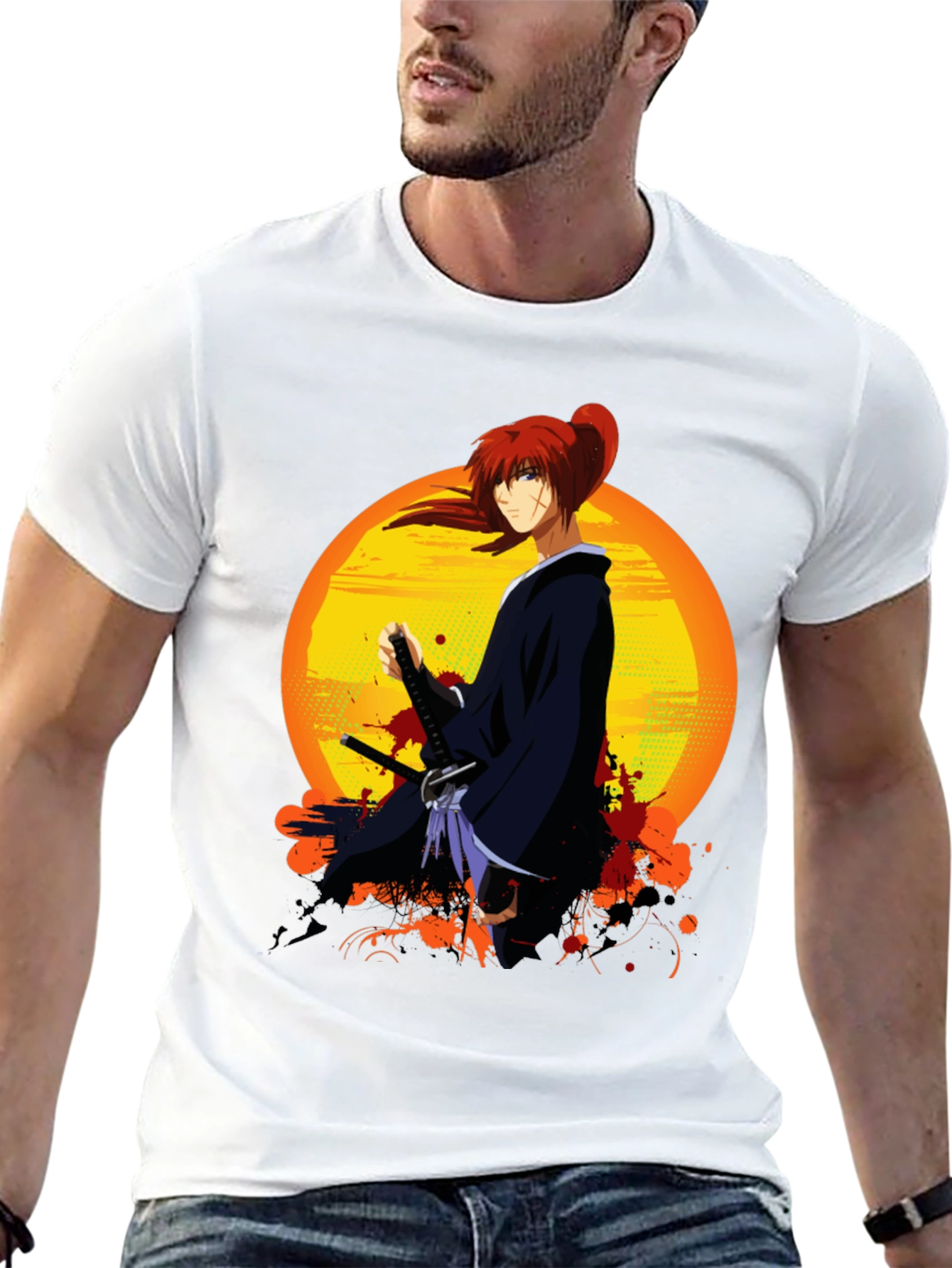 Black Anime Warrior T-Shirt view 13