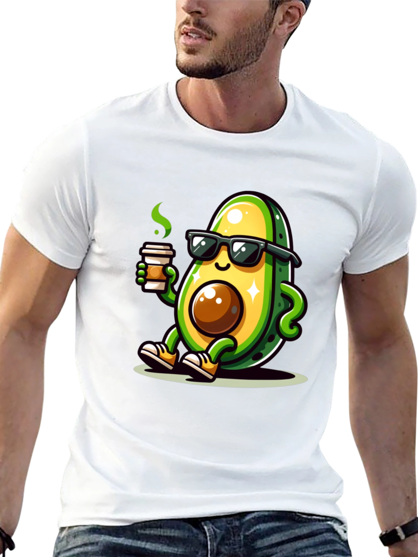 Black Cool Avocado Coffee T-Shirt view 13