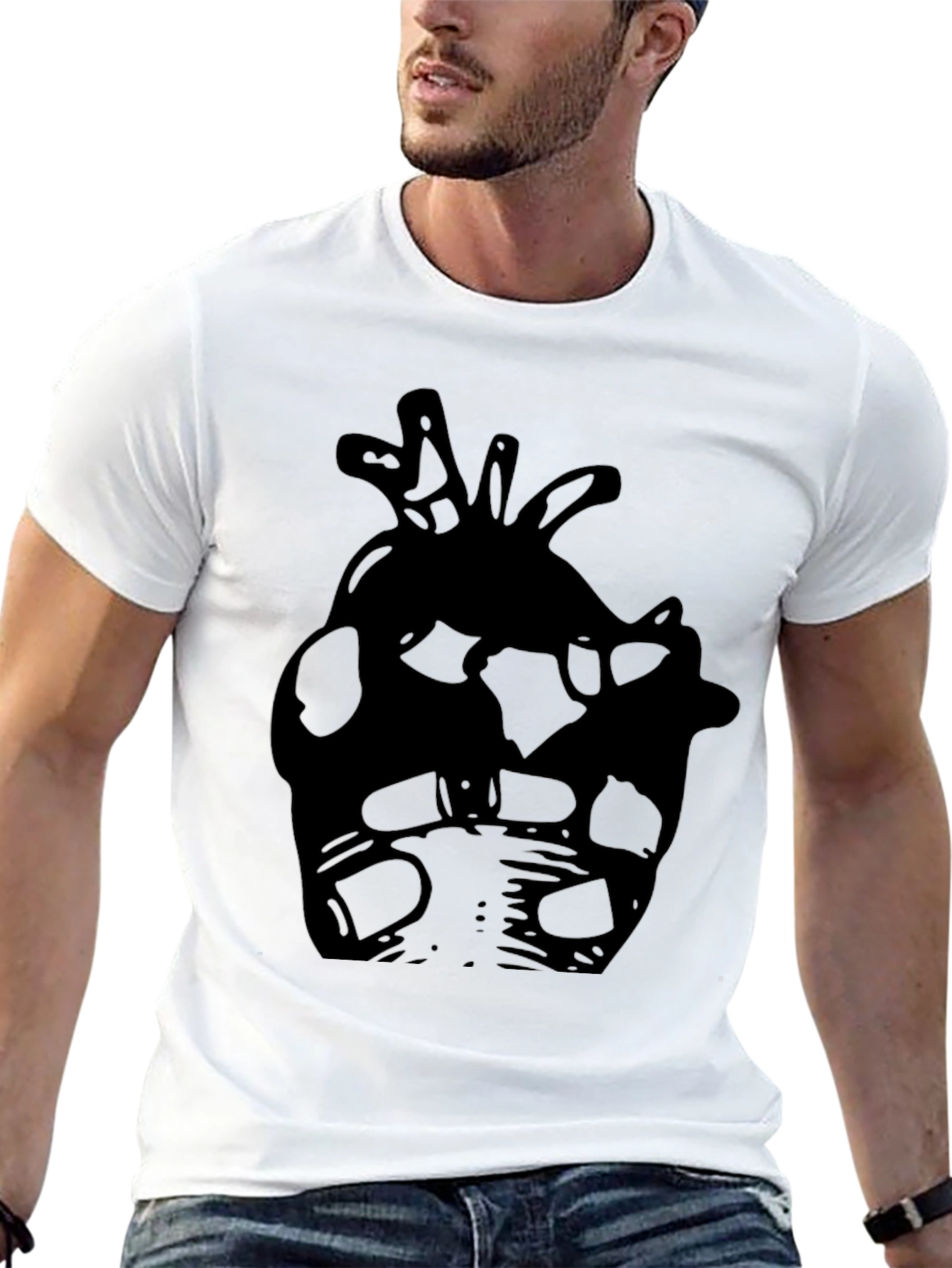 Black Unique Abstract Print Black T-Shirt view 13