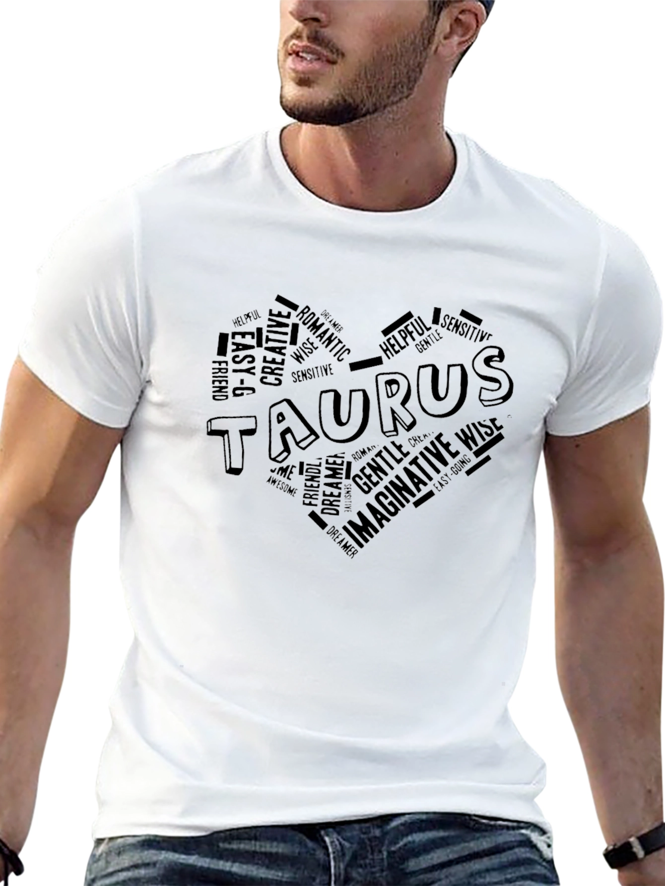 Black Taurus Word Art Tee - Zodiac Sign Shirt view 13