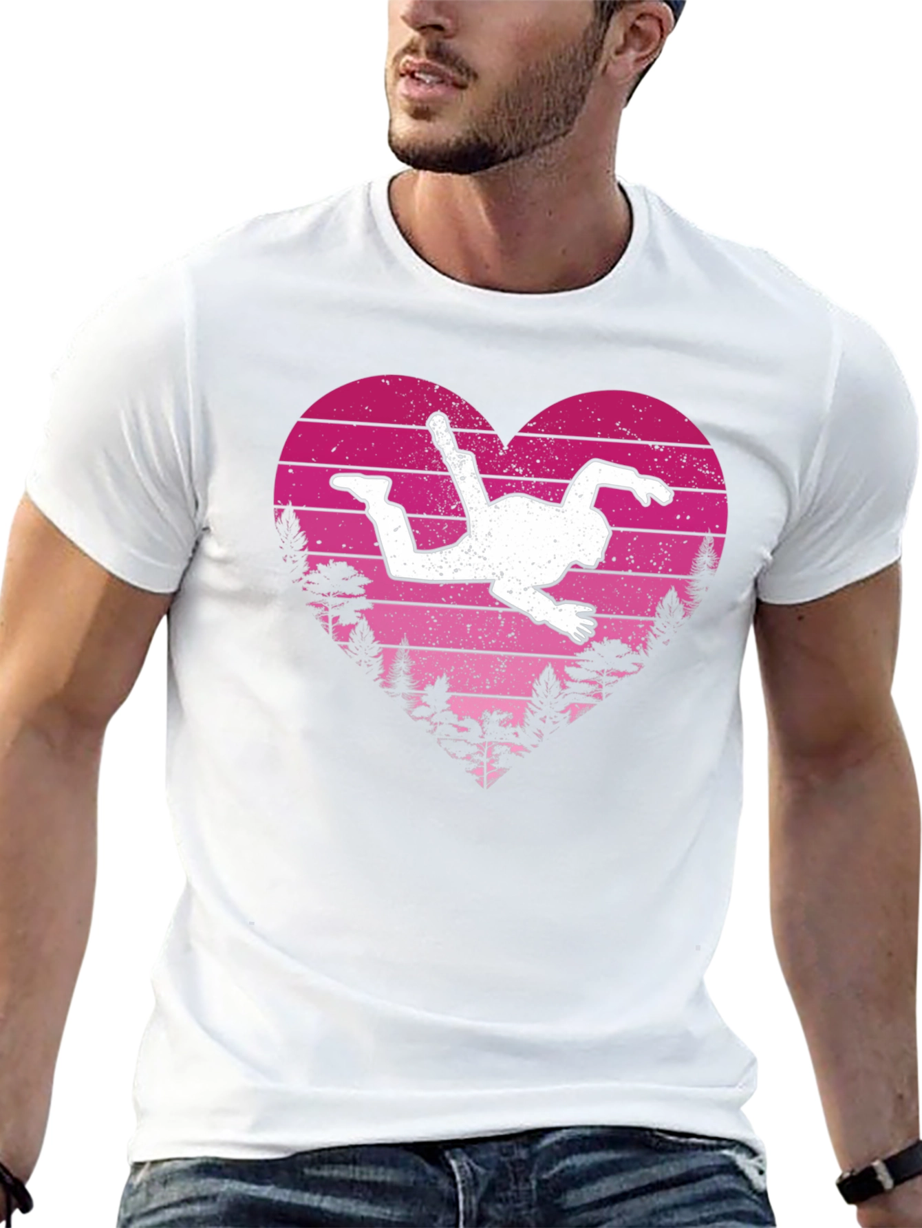 Black Skydiving Heart T-Shirt - Black Tee view 13