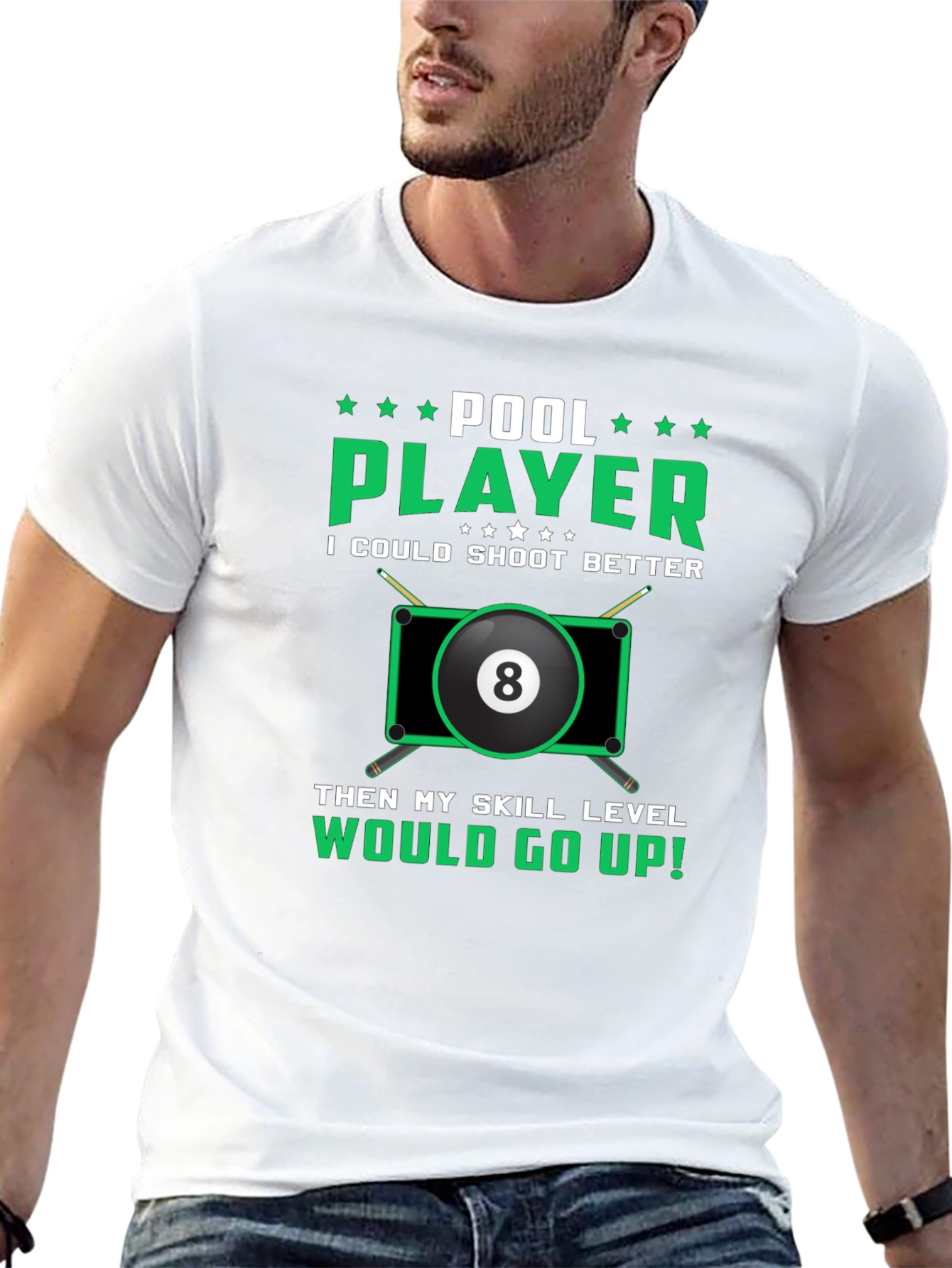 Black Pool Player Graphic Tee - Billiards Humor T-Shirt view 13