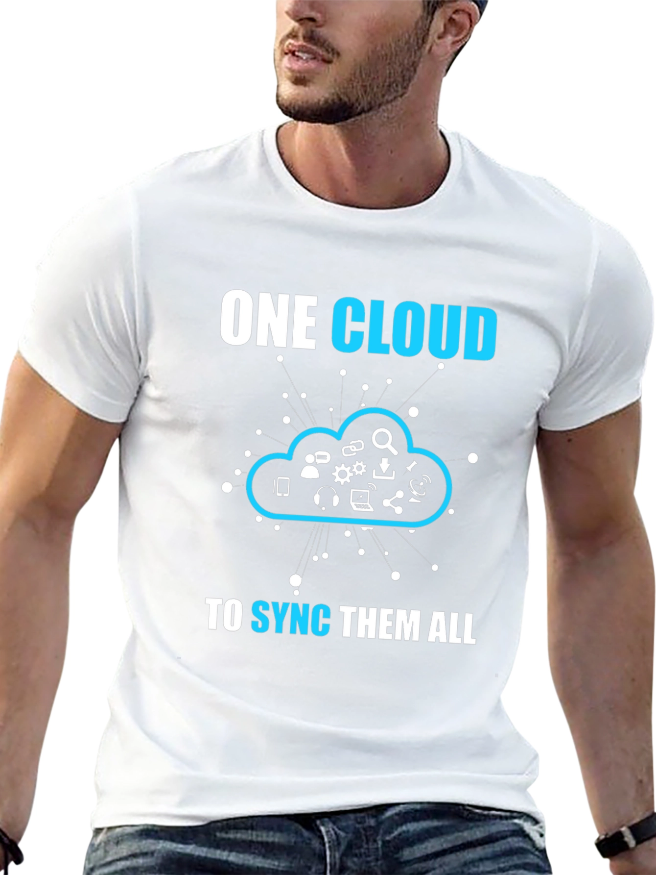 Black One Cloud to Sync Them All T-Shirt view 13