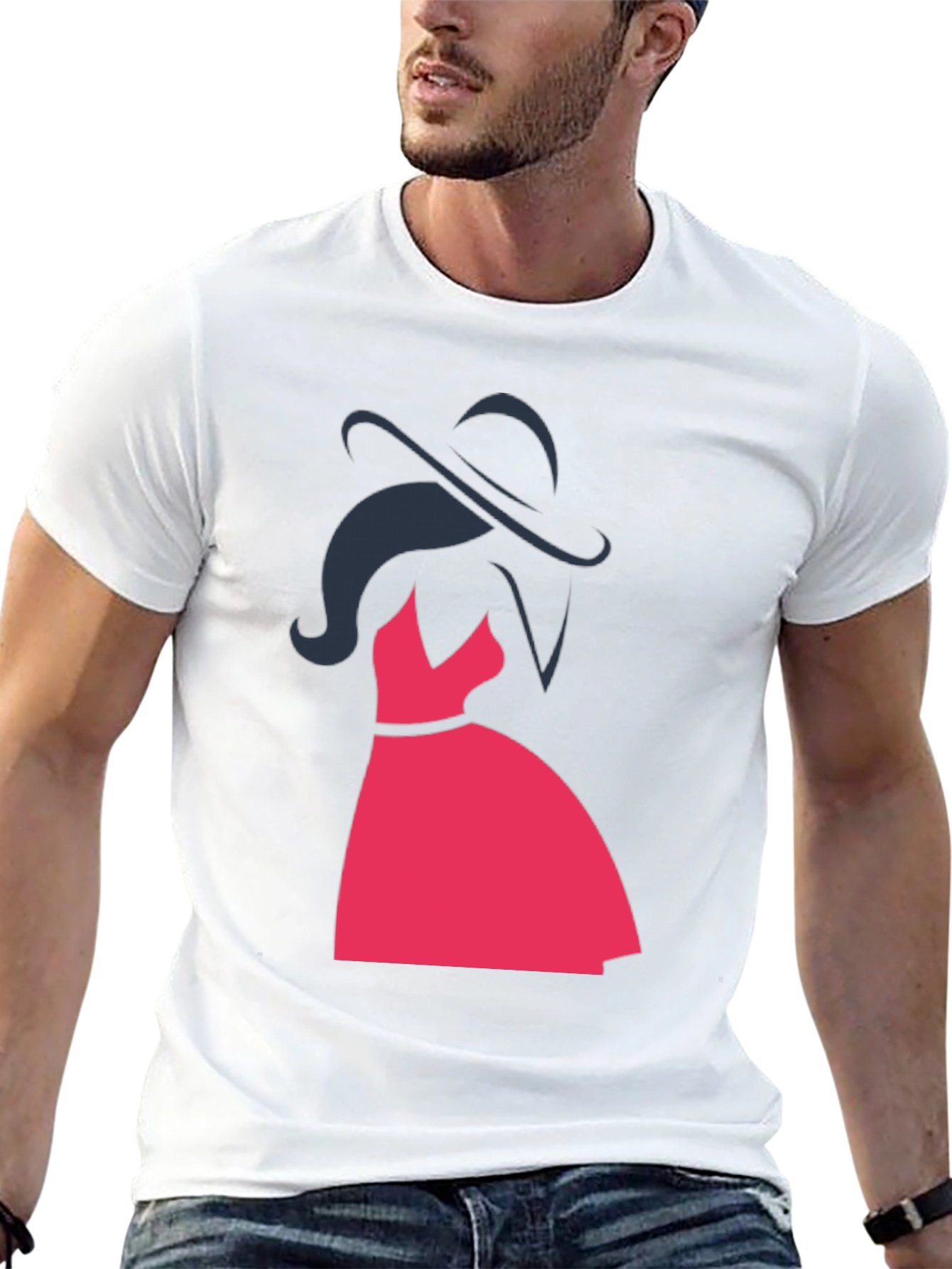 Black Silhouette Lady in Red Dress Graphic Tee - Black view 13