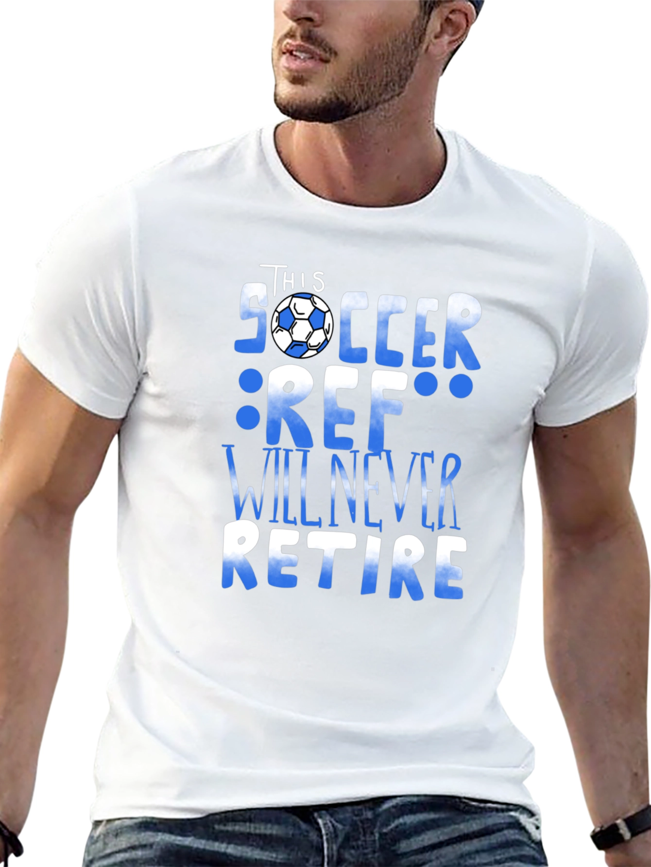 Black Soccer Ref T-Shirt - Never Retire Referee Tee view 13