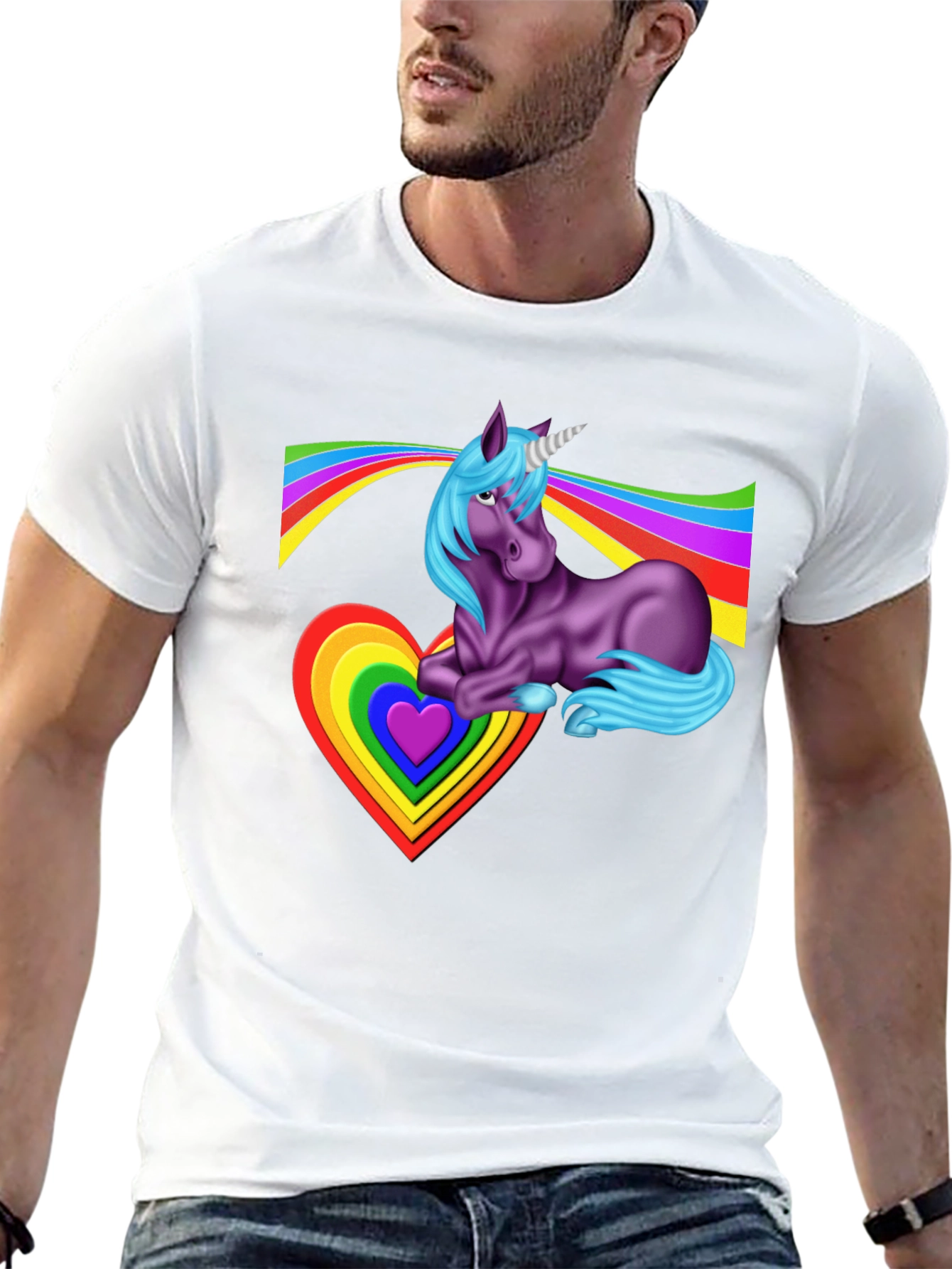 Black Rainbow Unicorn Heart T-Shirt - Fun & Unique Graphic Tee view 13
