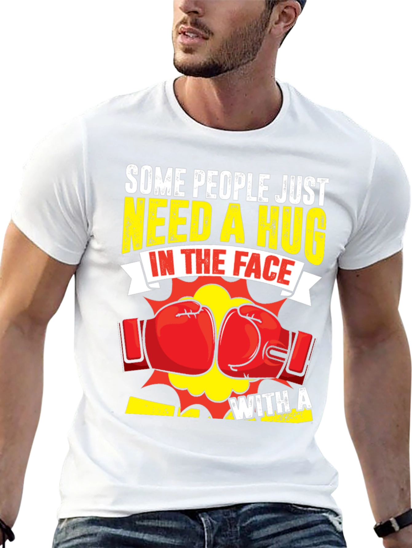 Black Funny Boxing "Hug In The Face" Graphic Tee view 13