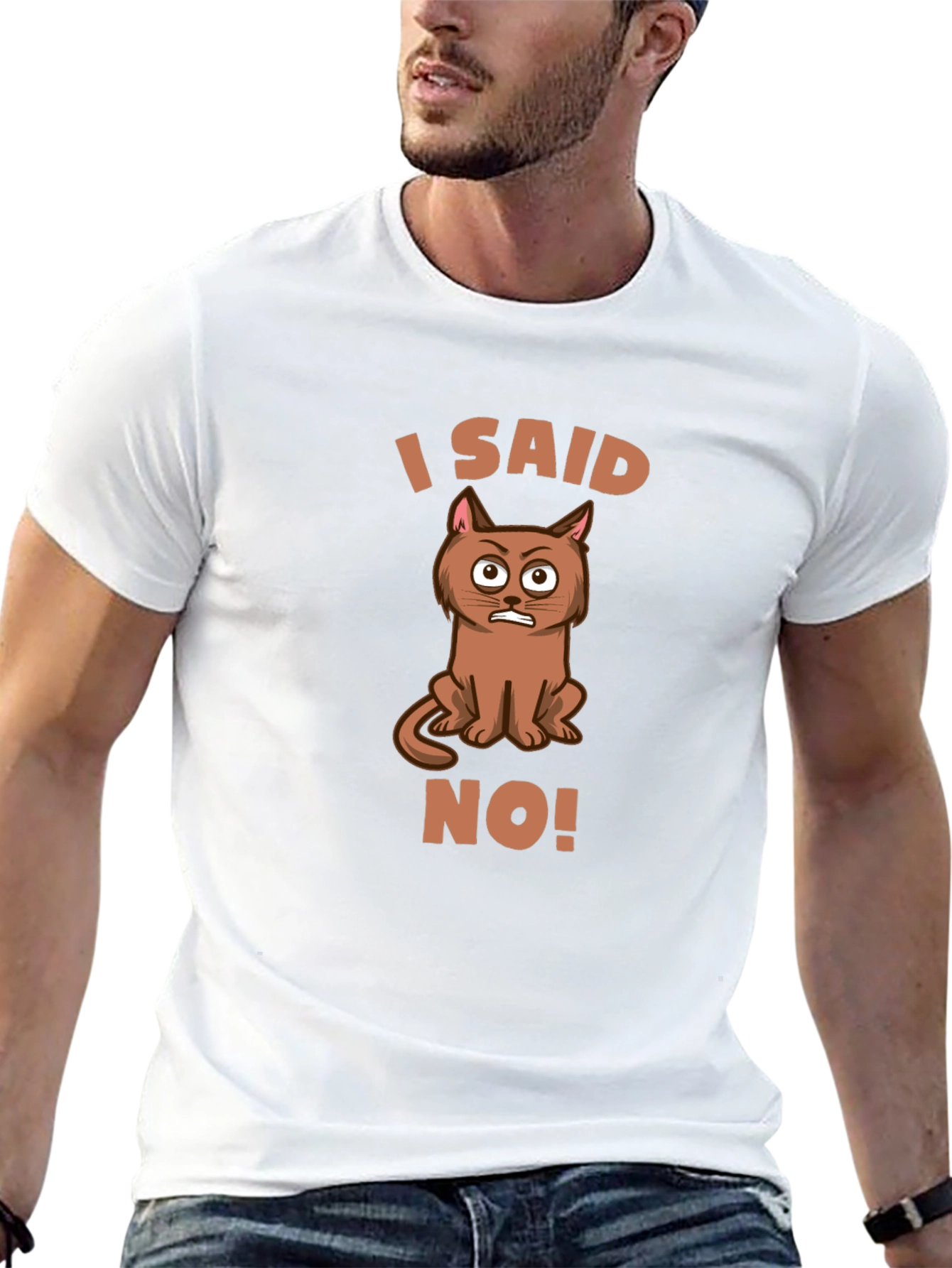 Black I Said No Cat Graphic Tee - Funny Sarcastic T-Shirt view 13