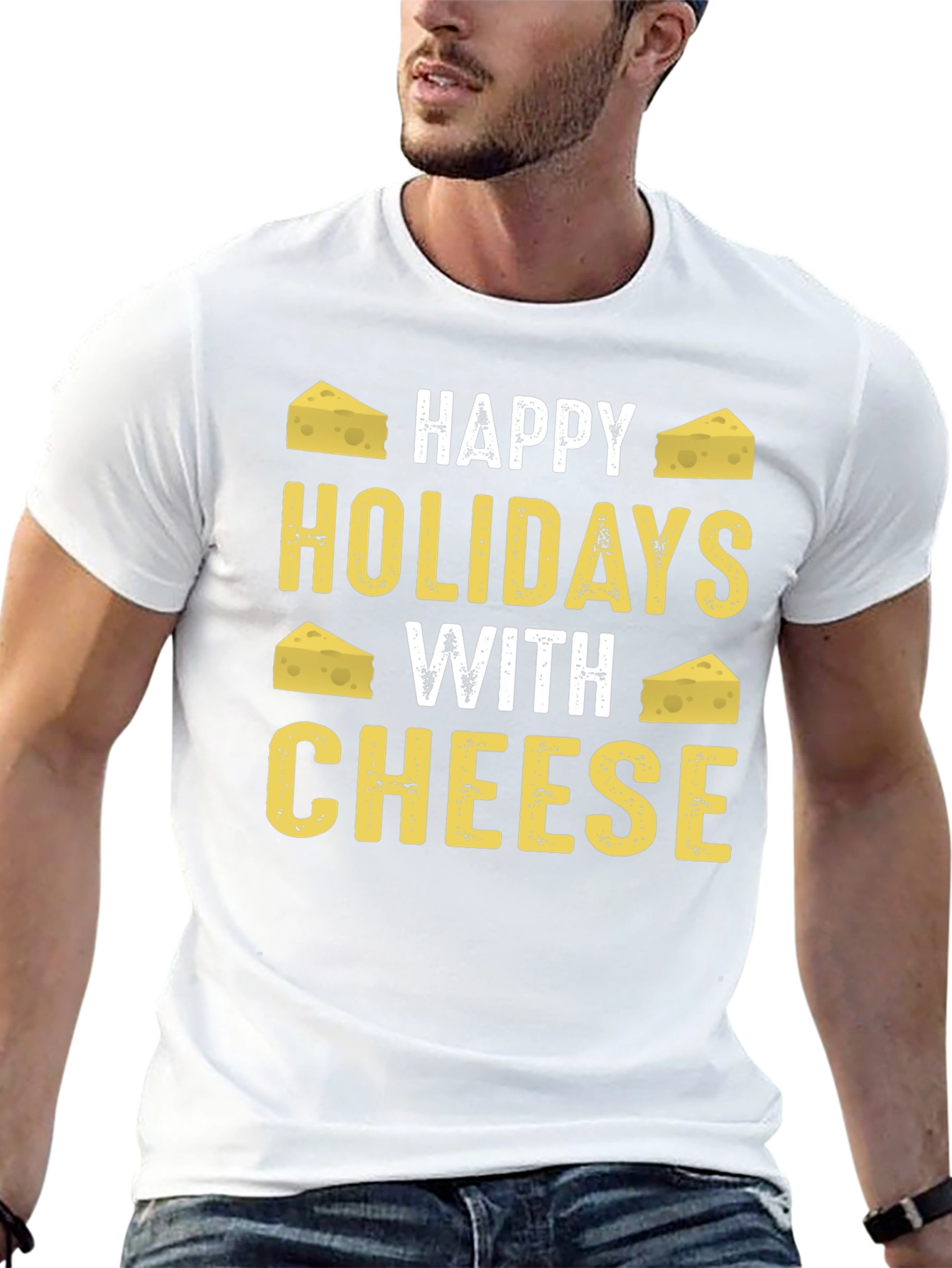 Happy Holidays With Cheese Graphic T-Shirt - 13