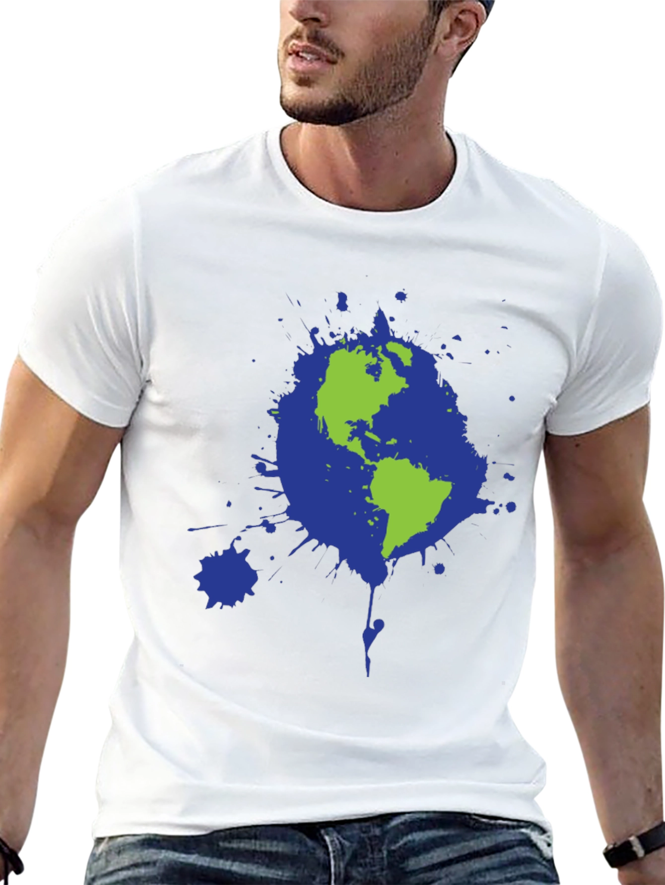 Black Earth Splatter Graphic Tee - Black Cotton T-Shirt view 13