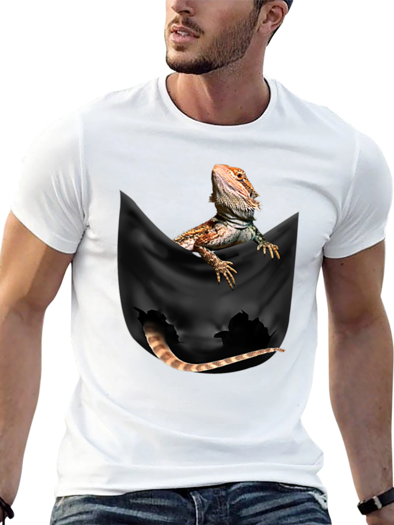 Black Bearded Dragon Pocket T-Shirt view 13