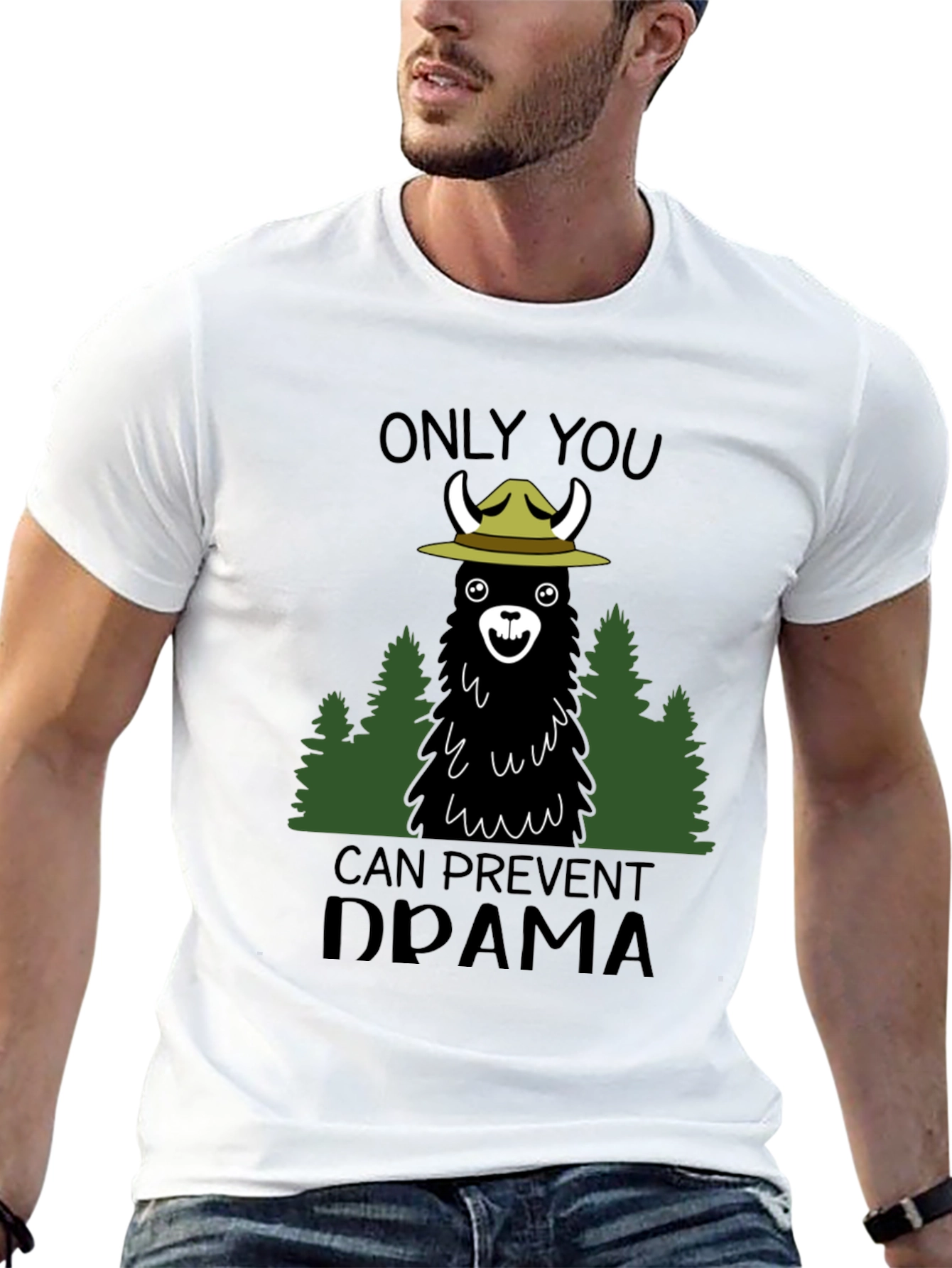 Black Llama Forest Ranger Graphic T-Shirt - Prevent Drama view 13