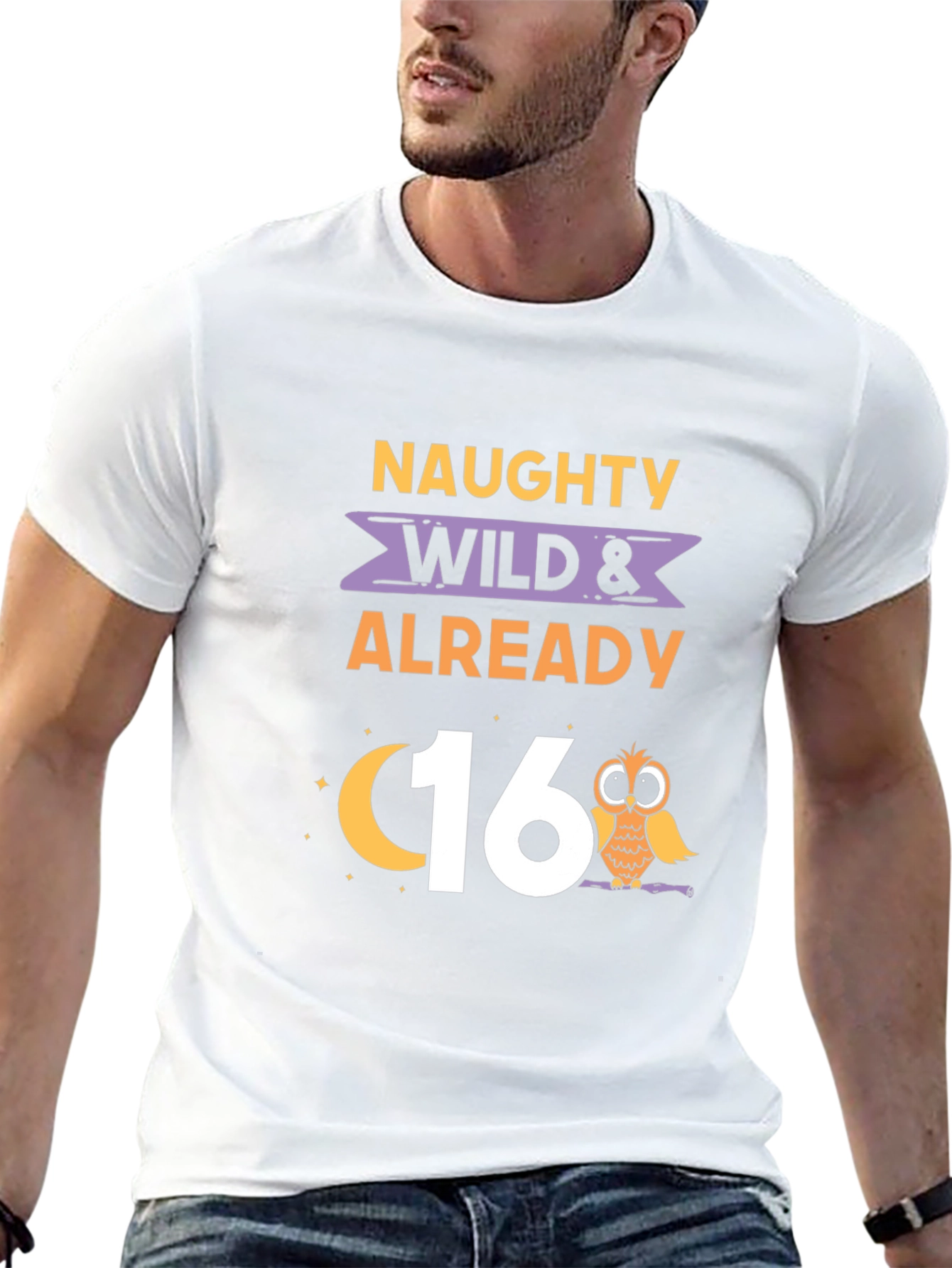 Black Naughty Wild & Already 16th Birthday Owl Graphic Tee view 13