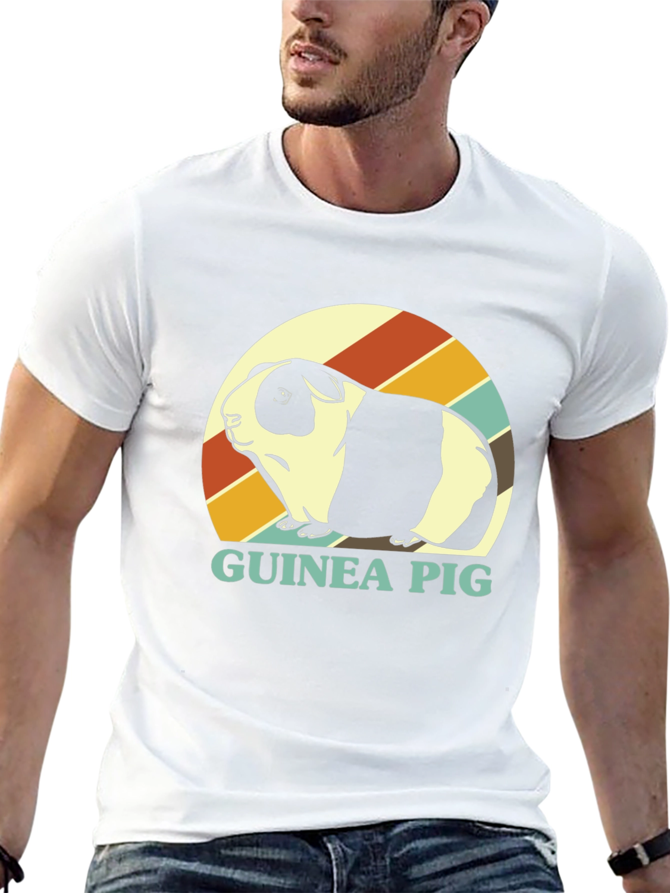 Black Guinea Pig Retro T-Shirt - Cute Pet Tee view 13