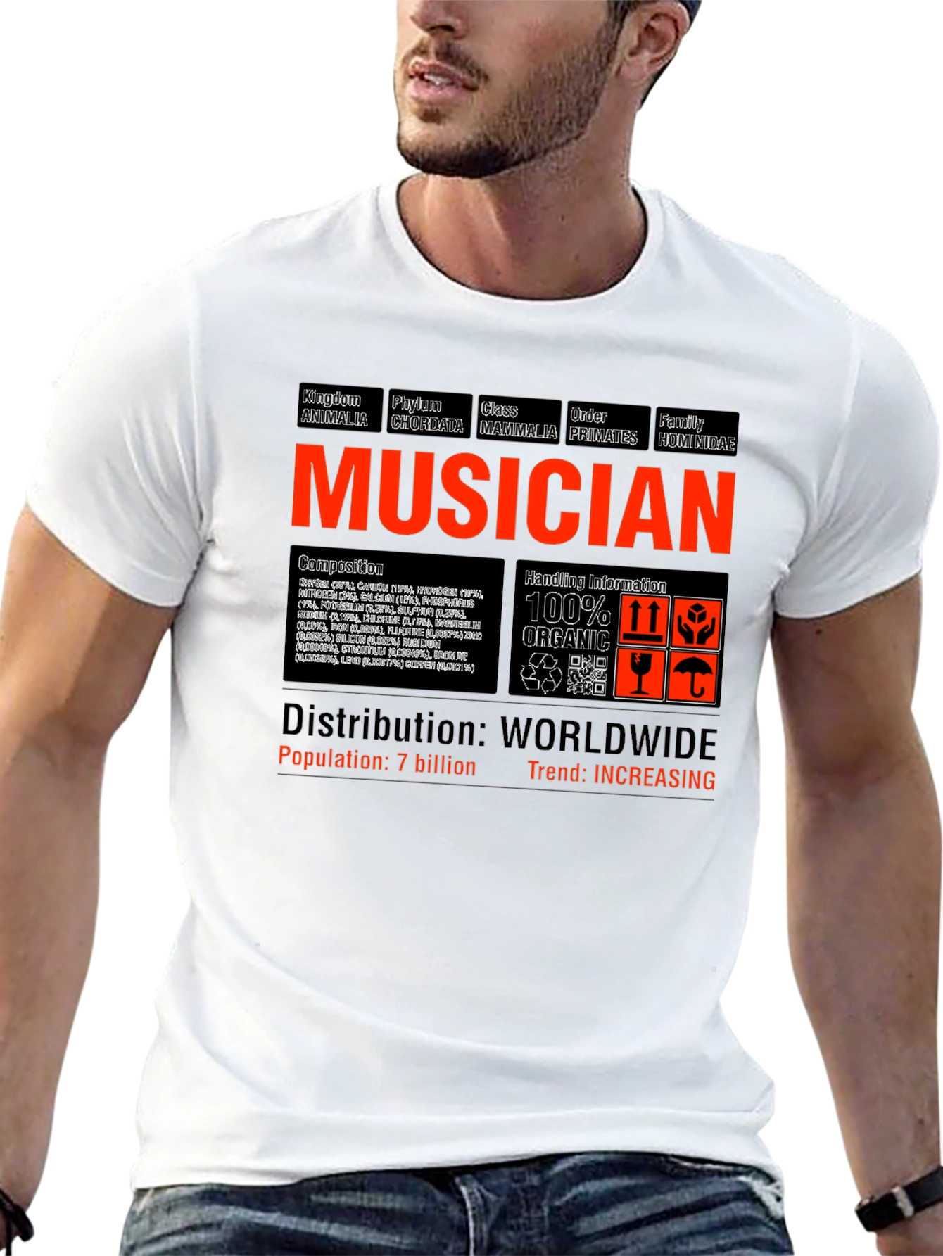Black Musician Biological Classification Graphic T-Shirt view 13
