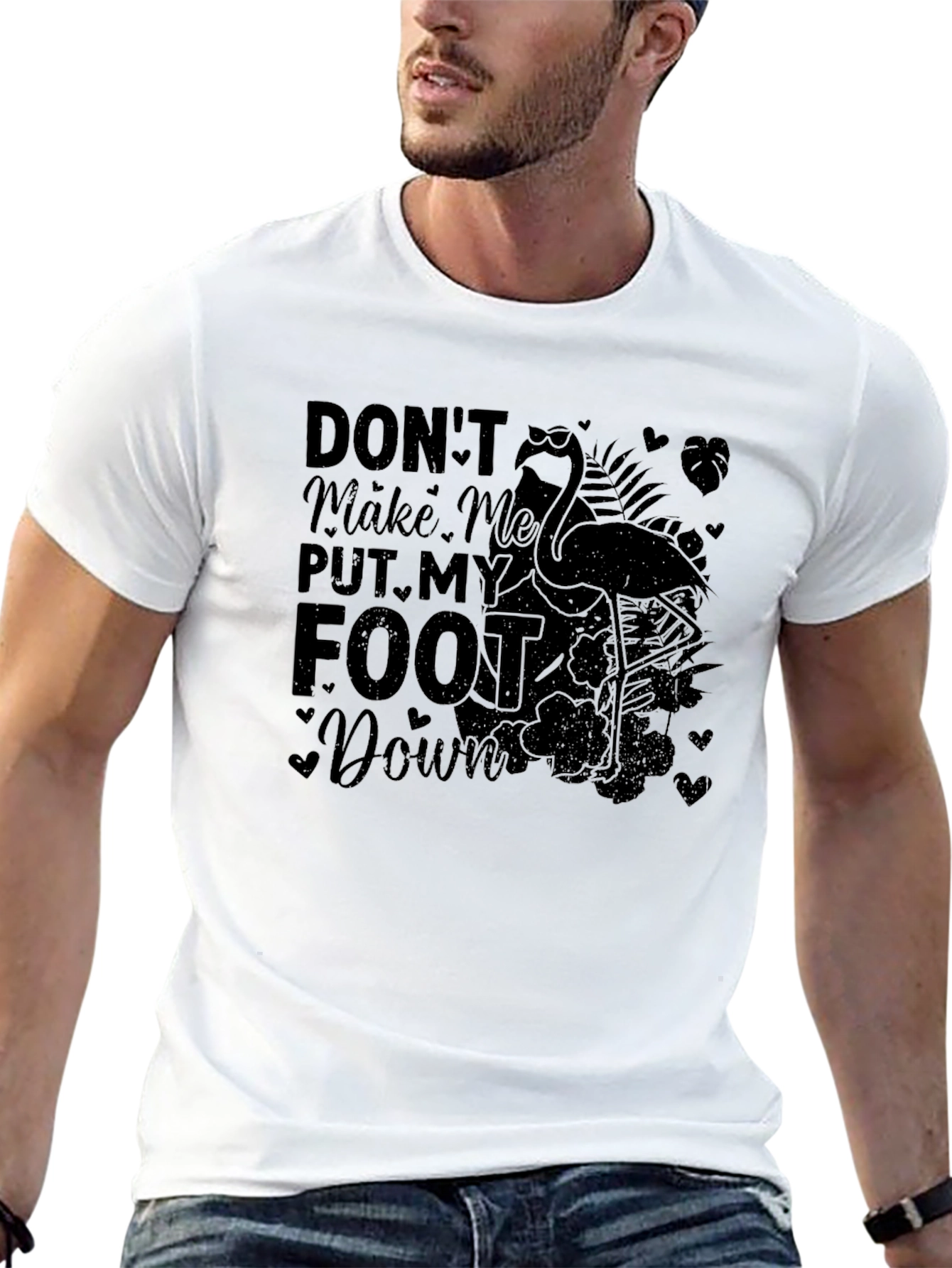 Black Funny Flamingo T-Shirt - Don't Make Me Put My Foot Down view 13