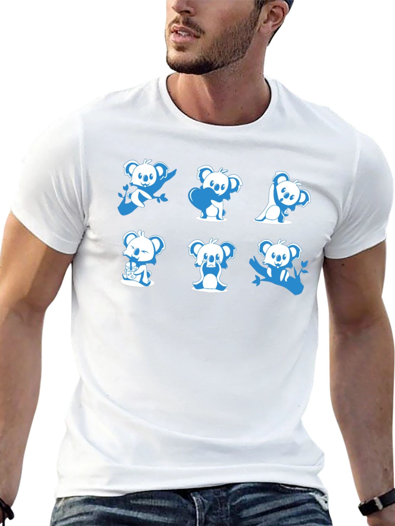 Cute Koala T-Shirt - Graphic Tee - Black Cotton Blend - 13
