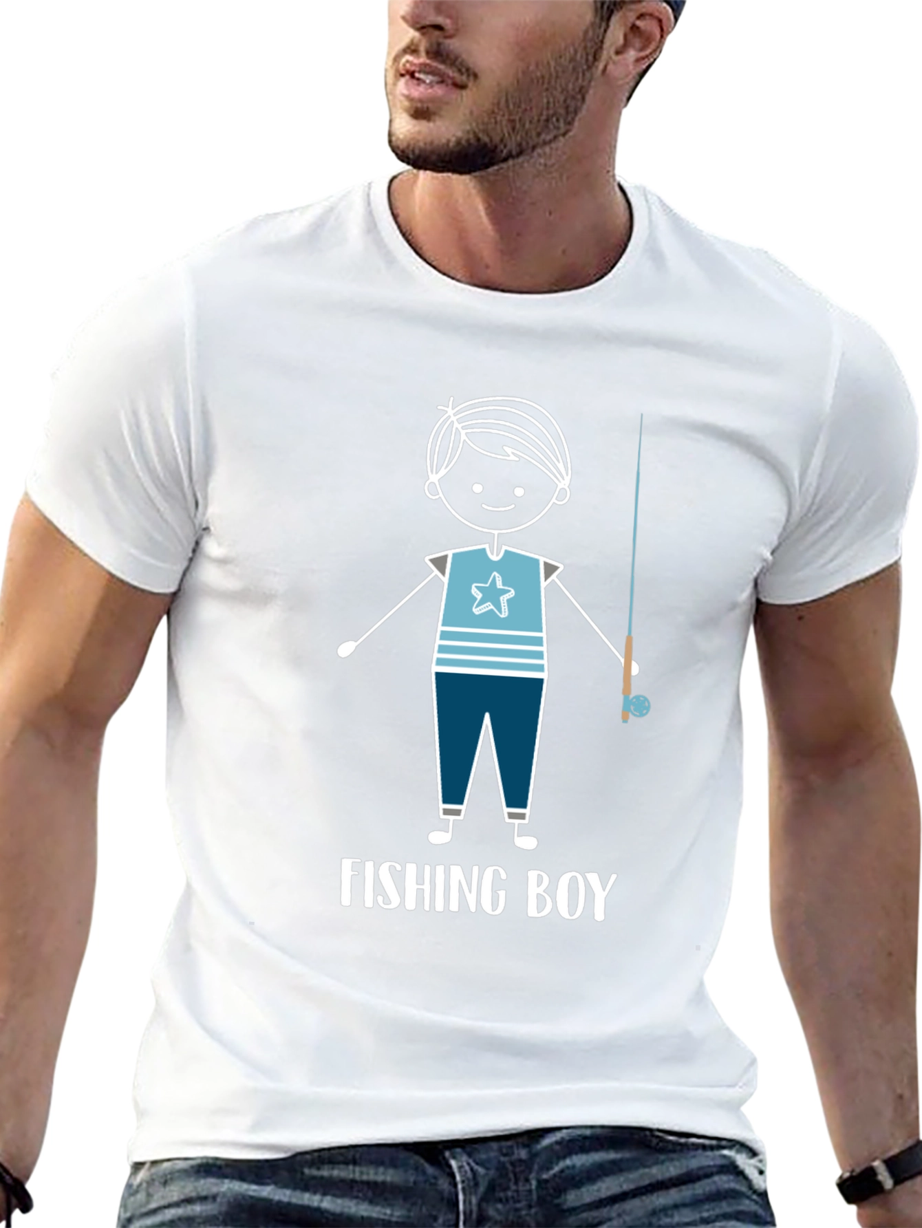 Black Fishing Boy Graphic Tee - Cool Fisherman Shirt view 13