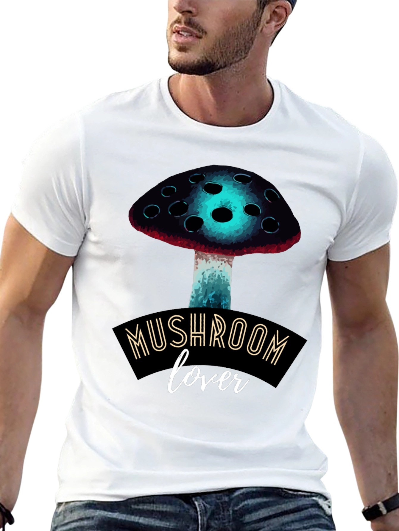 Black Mushroom Lover Graphic Tee - Funky Fungi Fashion view 13