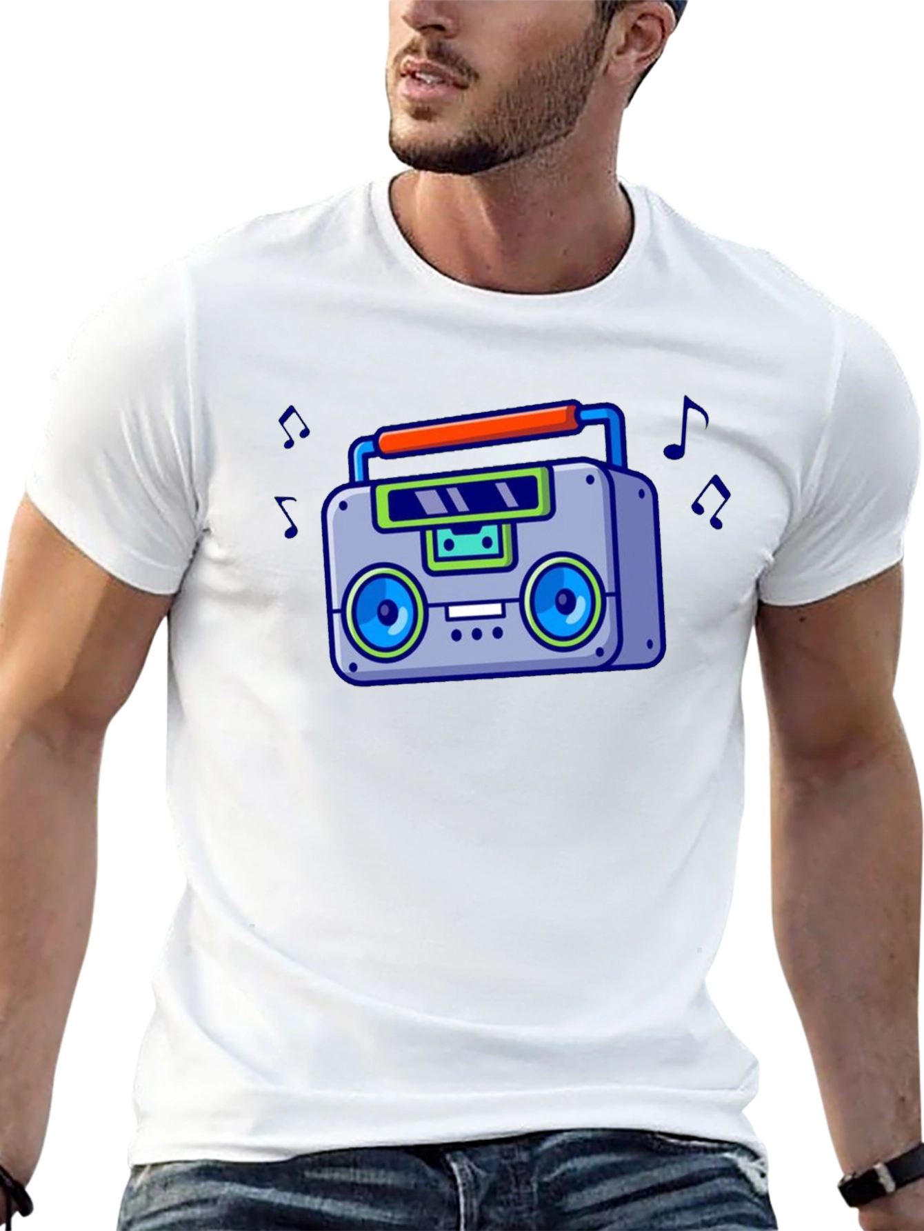 Black Retro Boombox Graphic T-Shirt - Vintage 80s Style view 13