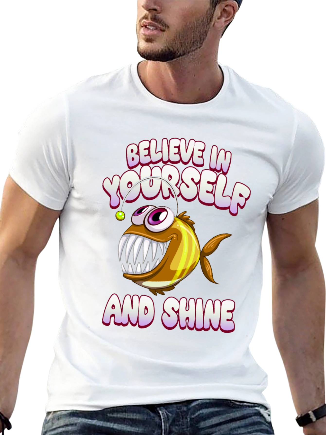 Black Believe In Yourself Anglerfish Graphic Tee view 13