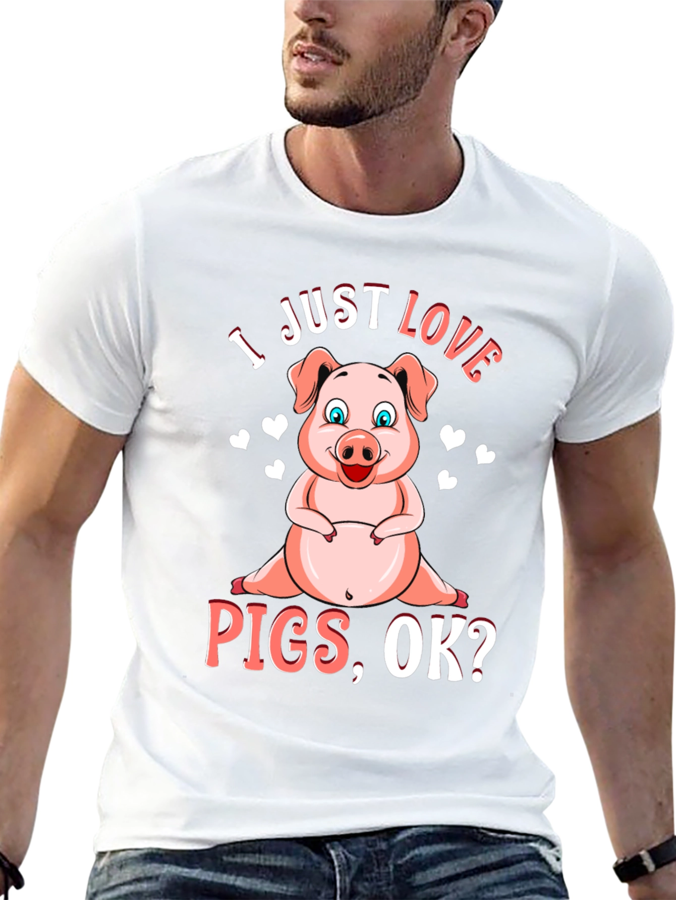 Black I Just Love Pigs Black T-Shirt Animal Lover Tee view 13
