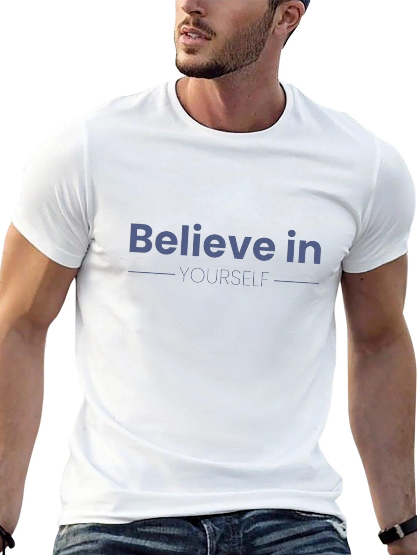 Black Believe In Yourself Graphic T-Shirt - Motivational Black Tee view 13