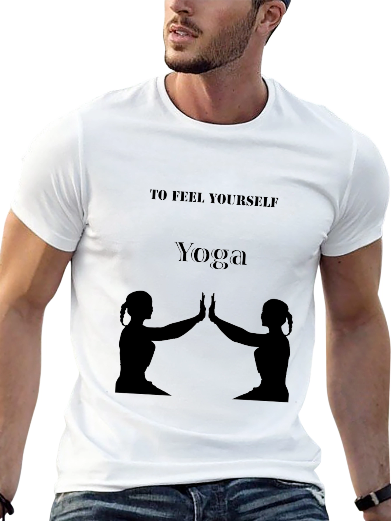 Black Yoga Silhouette T-Shirt - Feel Yourself view 13