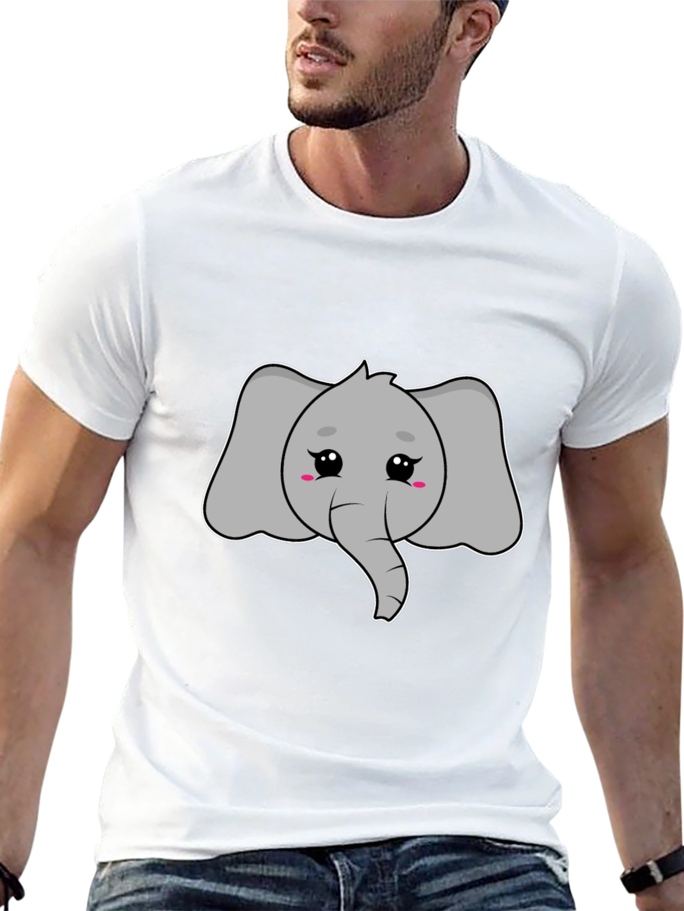 Black Cute Elephant Graphic Tee - Unisex Black T-Shirt view 13