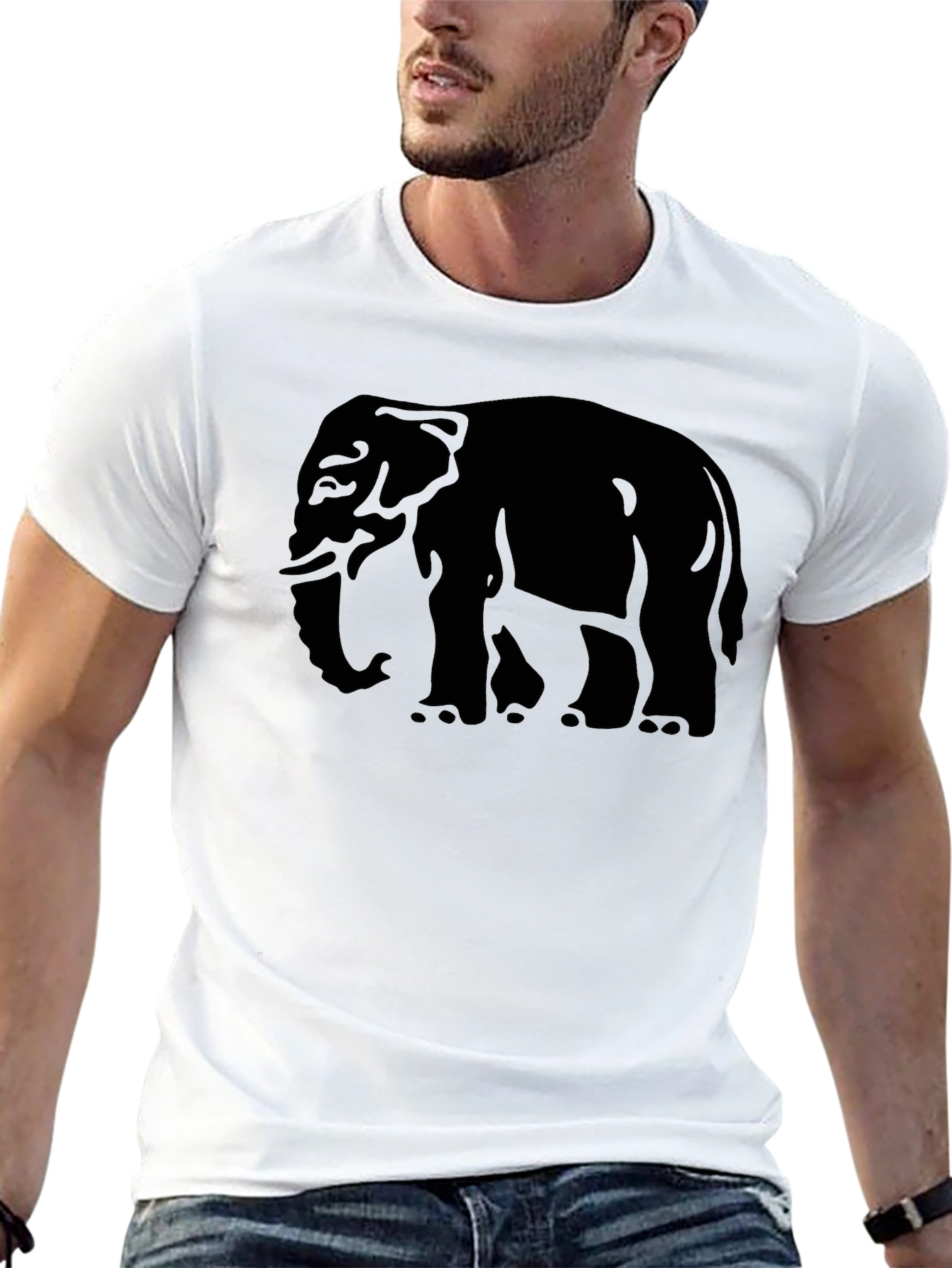 Black Elephant Graphic Tee - Men's Black Cotton T-Shirt view 13