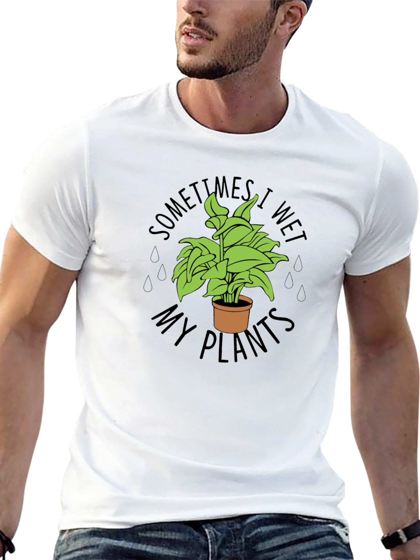 Black Sometimes I Wet My Plants Funny T-Shirt view 13