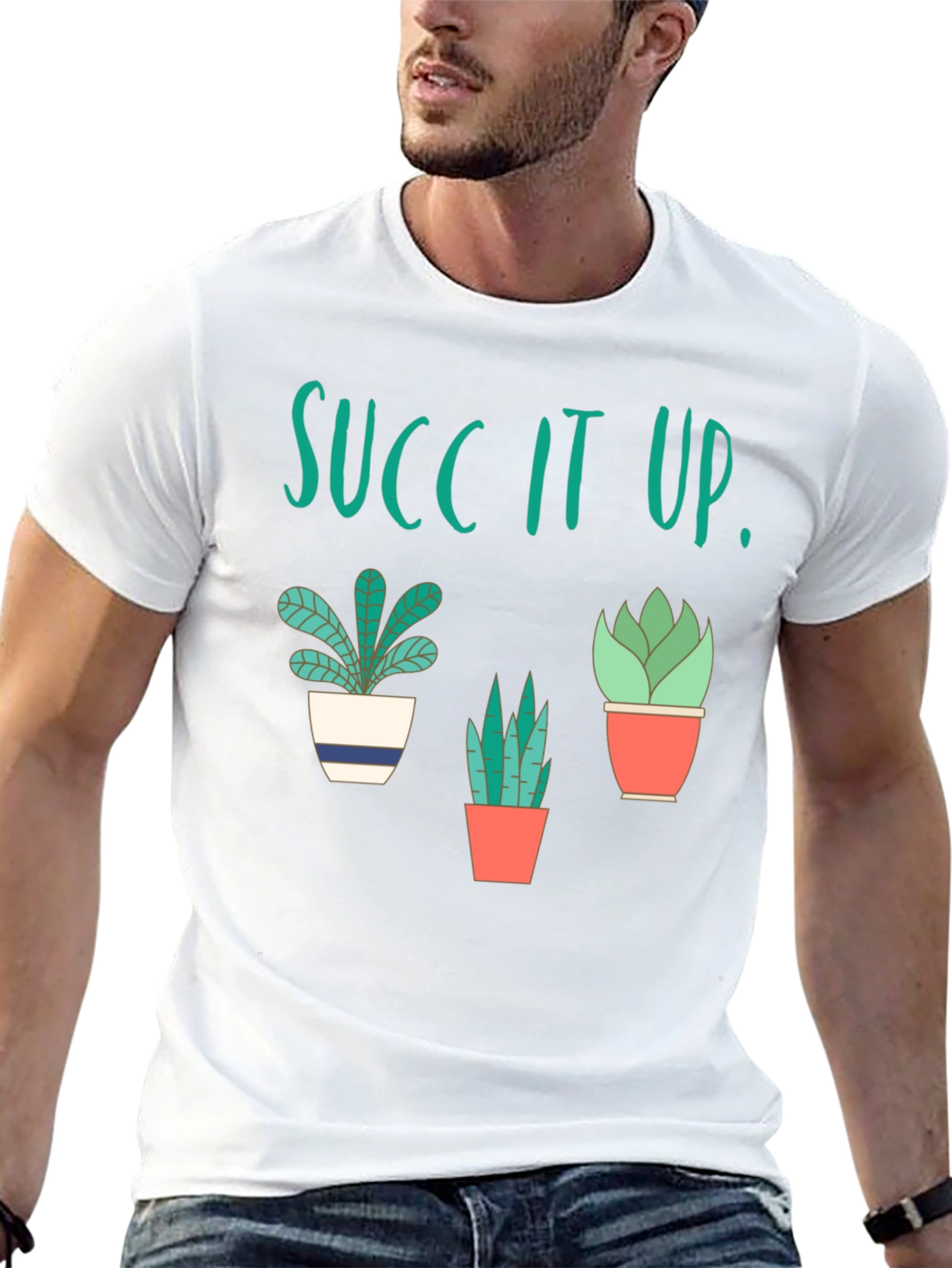 Black Succ It Up! Graphic T-Shirt - Funny Plant Lover Tee view 13