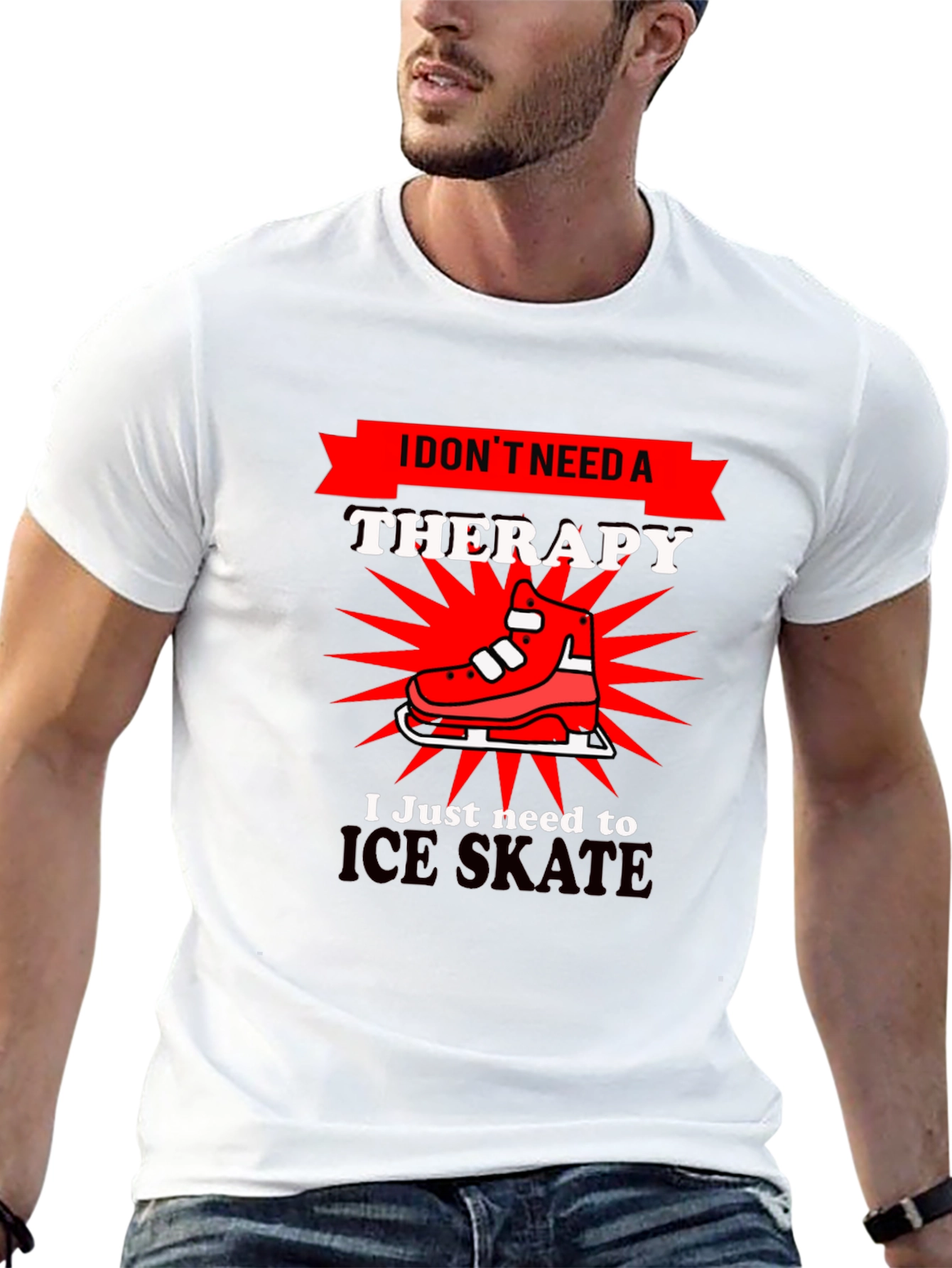 Black I Don't Need Therapy Ice Skate T-Shirt view 13