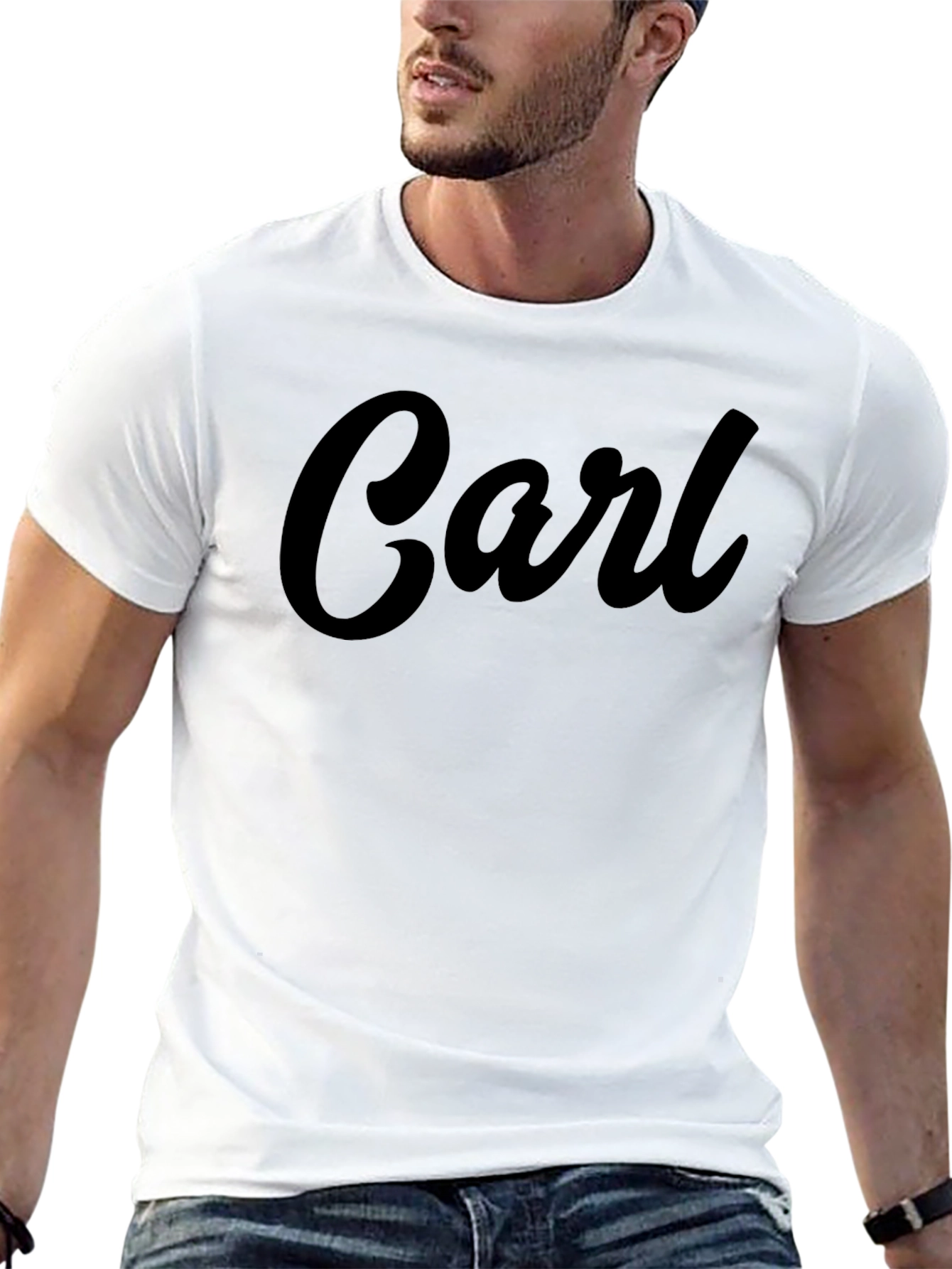 Black Personalized 'Carl' Black T-Shirt - Custom Name Tee view 13