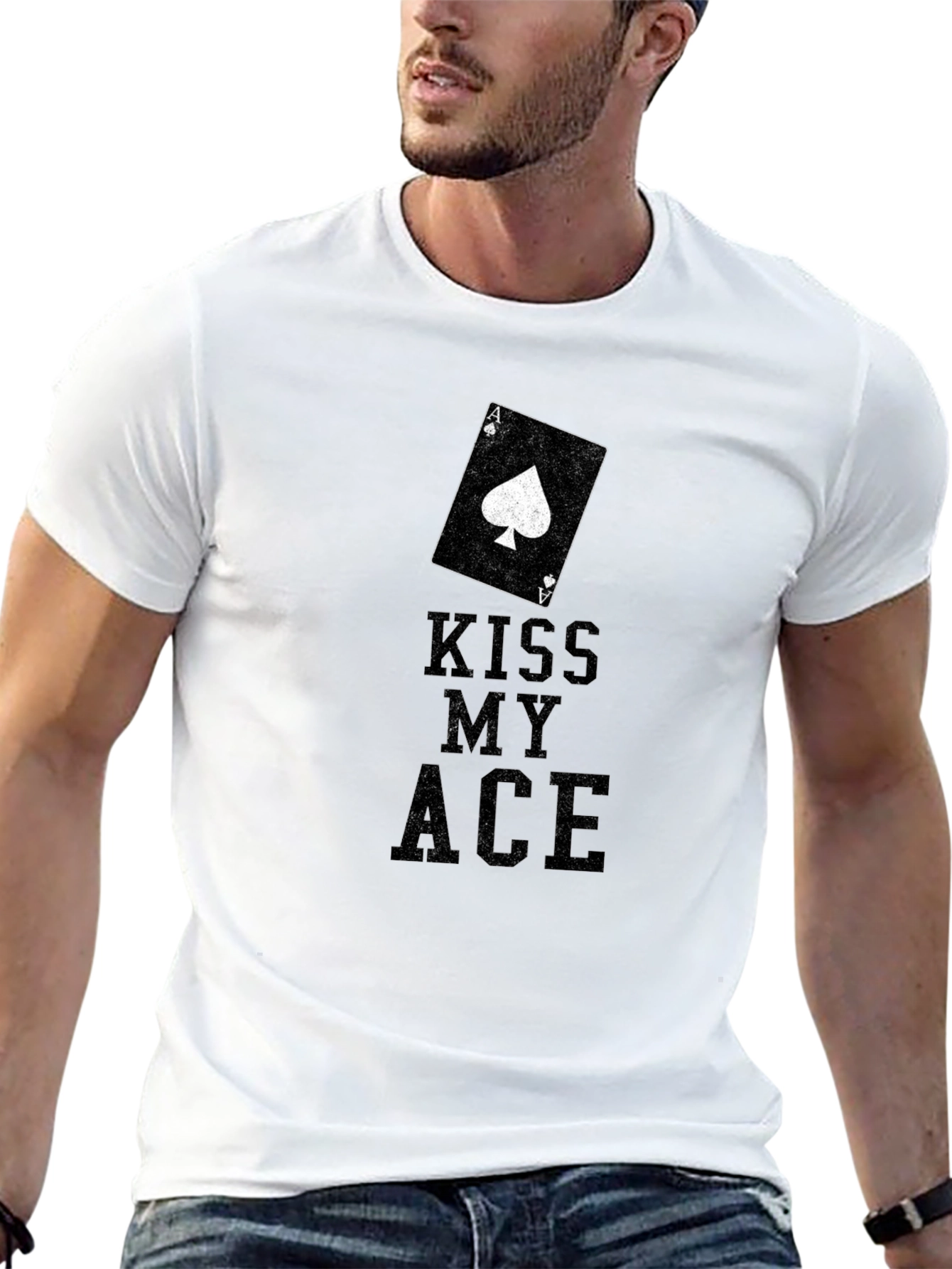 Black Kiss My Ace Black Graphic T-Shirt view 13