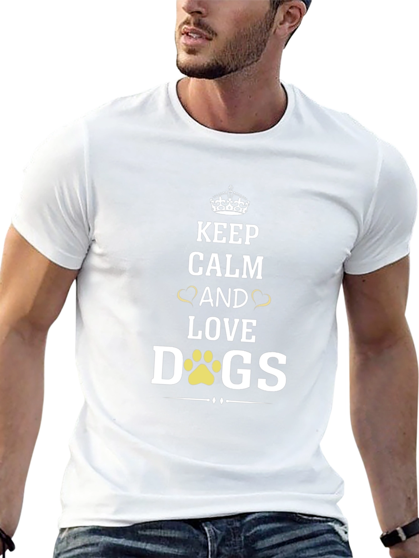 Black Keep Calm and Love Dogs T-Shirt - Black view 13