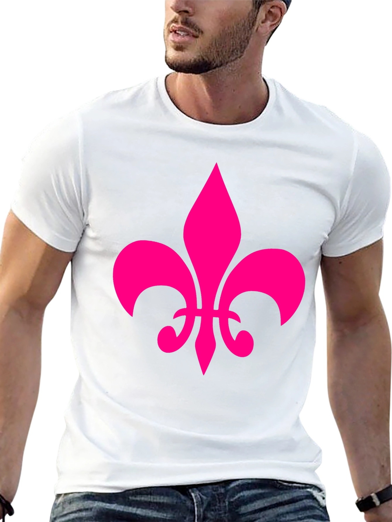 Black Fleur-de-Lis Graphic Tee - Casual Cotton Blend Shirt view 13