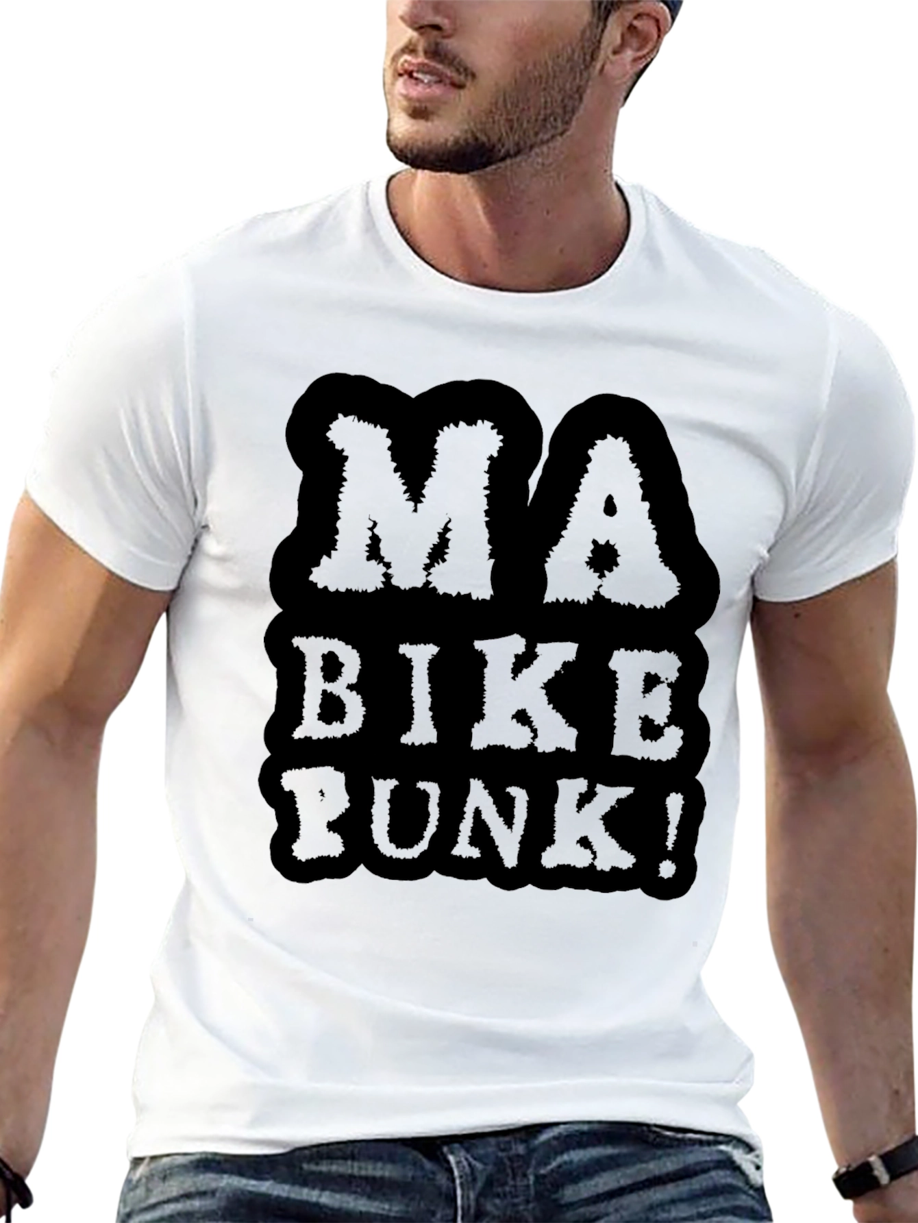 Black Ma Bike Punk Graphic Tee - Black Cotton T-Shirt view 13