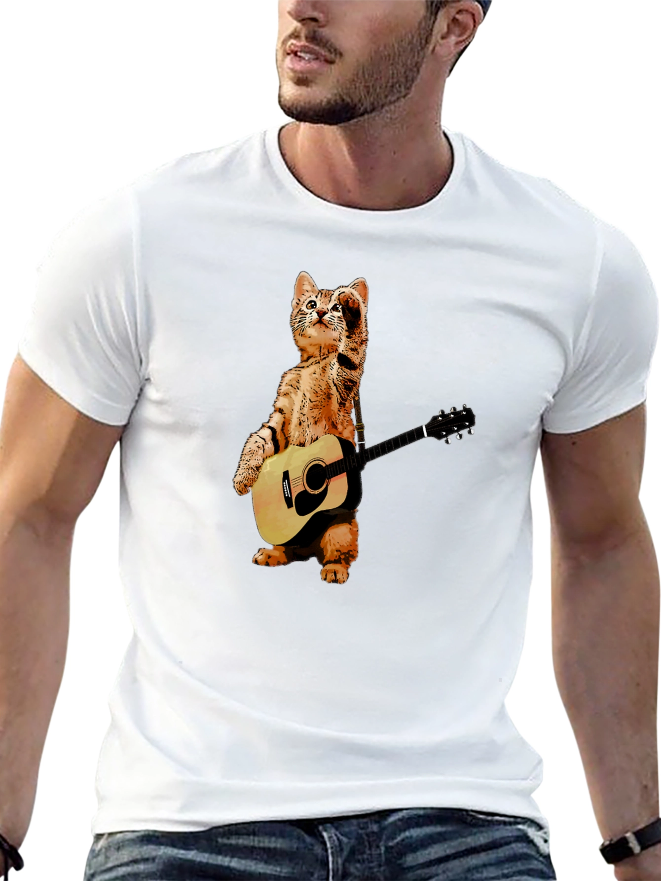 Black Cat Playing Guitar T-Shirt view 13