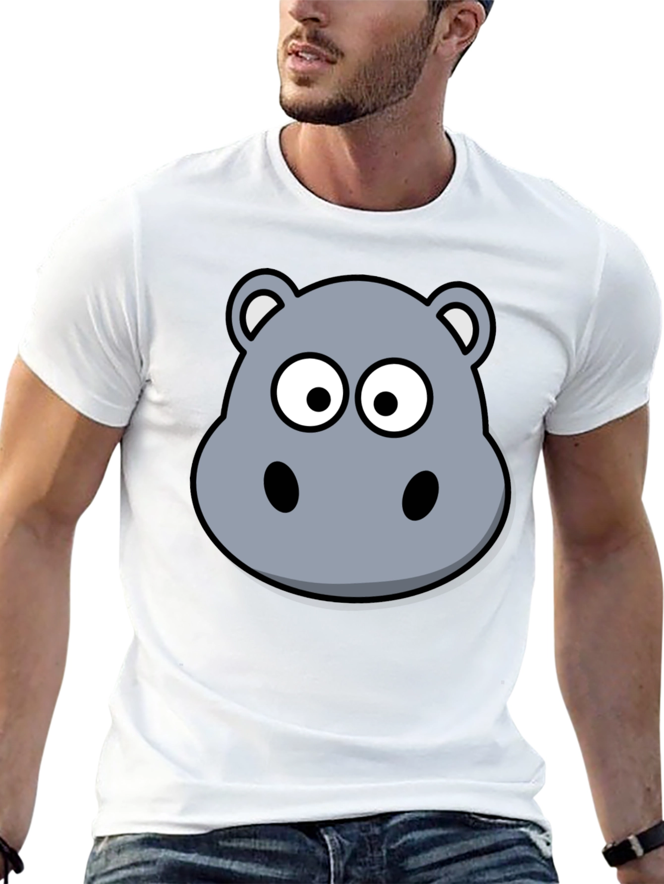 Black Hippo Graphic Print Black T-Shirt view 13